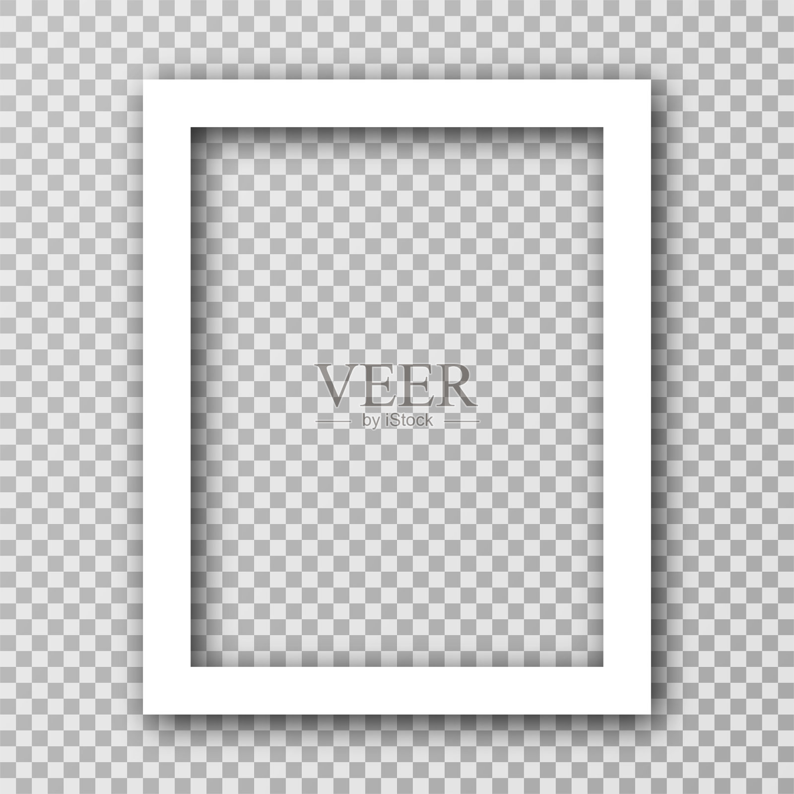 白色边框的社交媒体相框。空白相框模型与阴影效果和透明的背景。垂直的相框设计元素图片