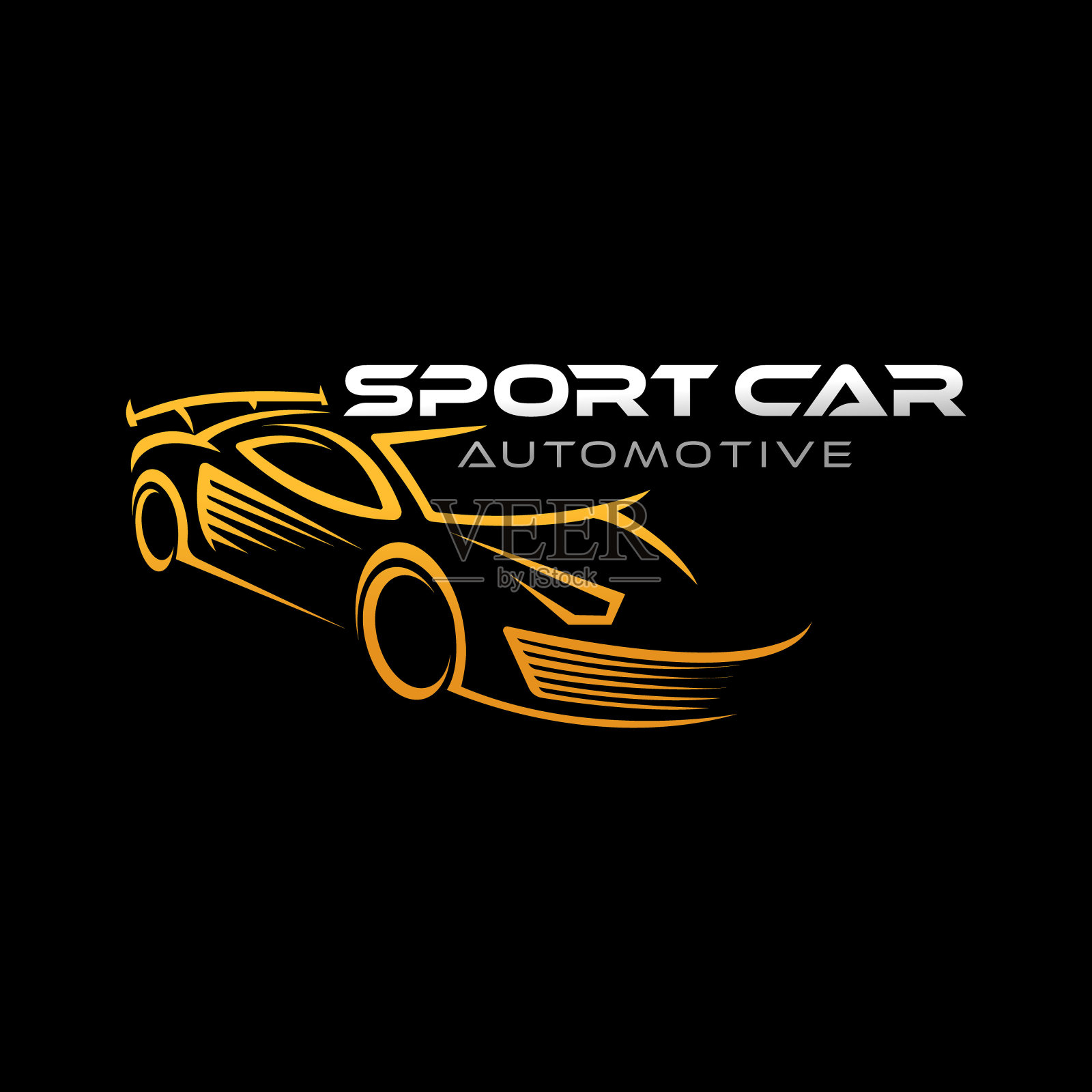 汽车汽车标志图标矢量插图模板。现代跑车矢量标志图标剪影设计。汽车汽车标志矢量插图为汽车维修,经销商,车库和服务。插画图片素材