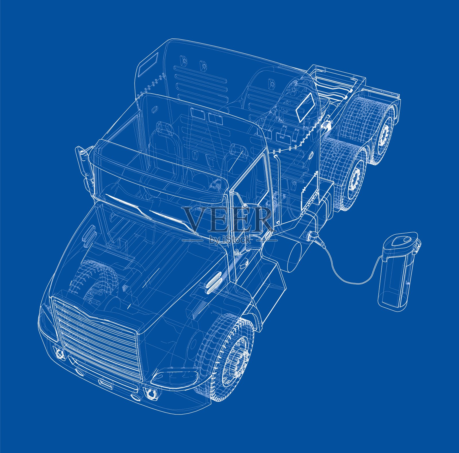 电动汽车充电站示意图。向量插画图片素材