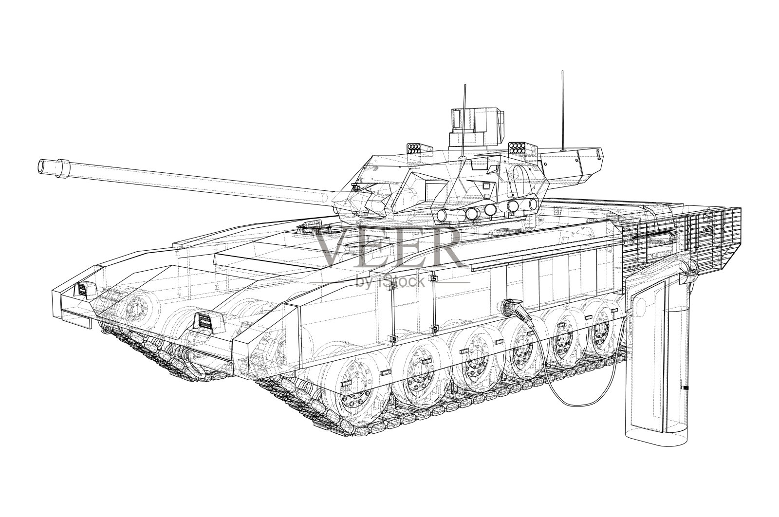 电动油箱充电站示意图。向量插画图片素材