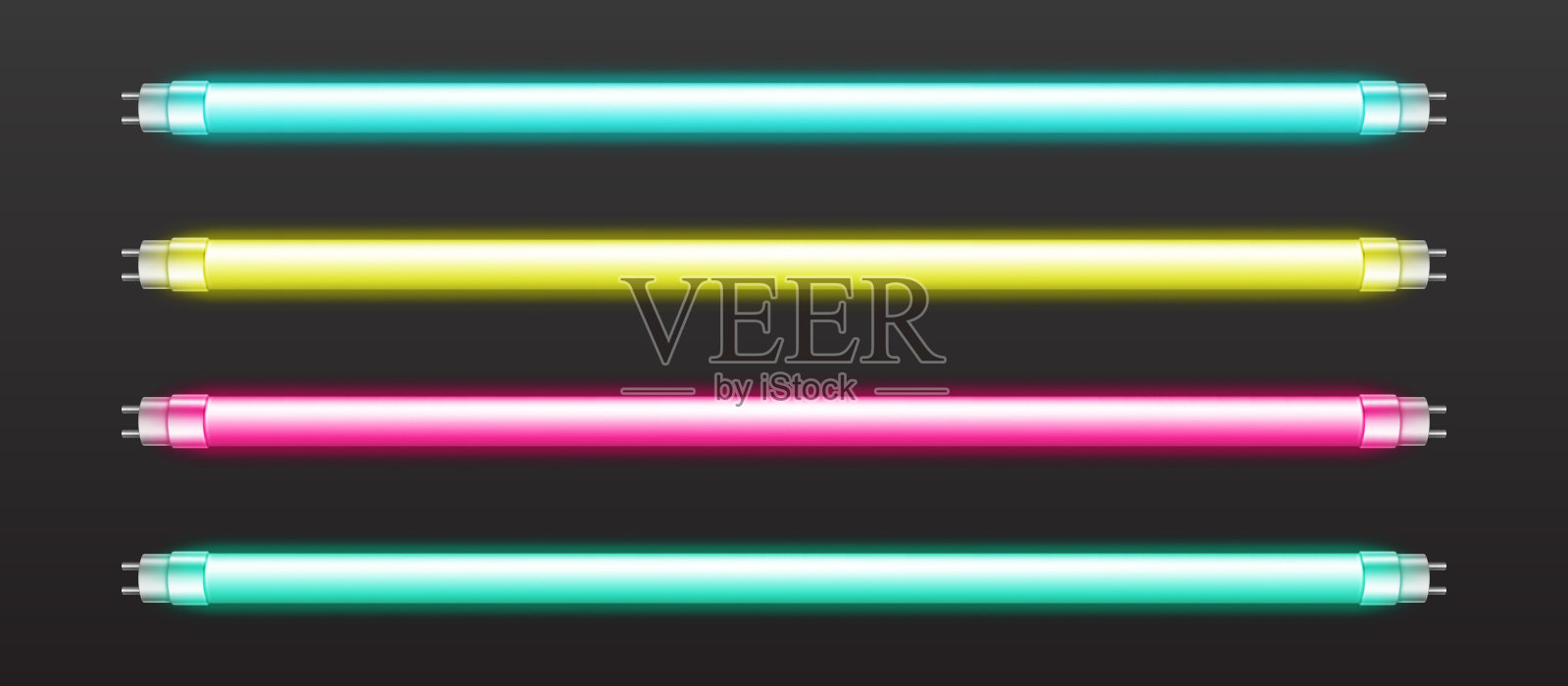 矢量组彩色氖管灯插画图片素材