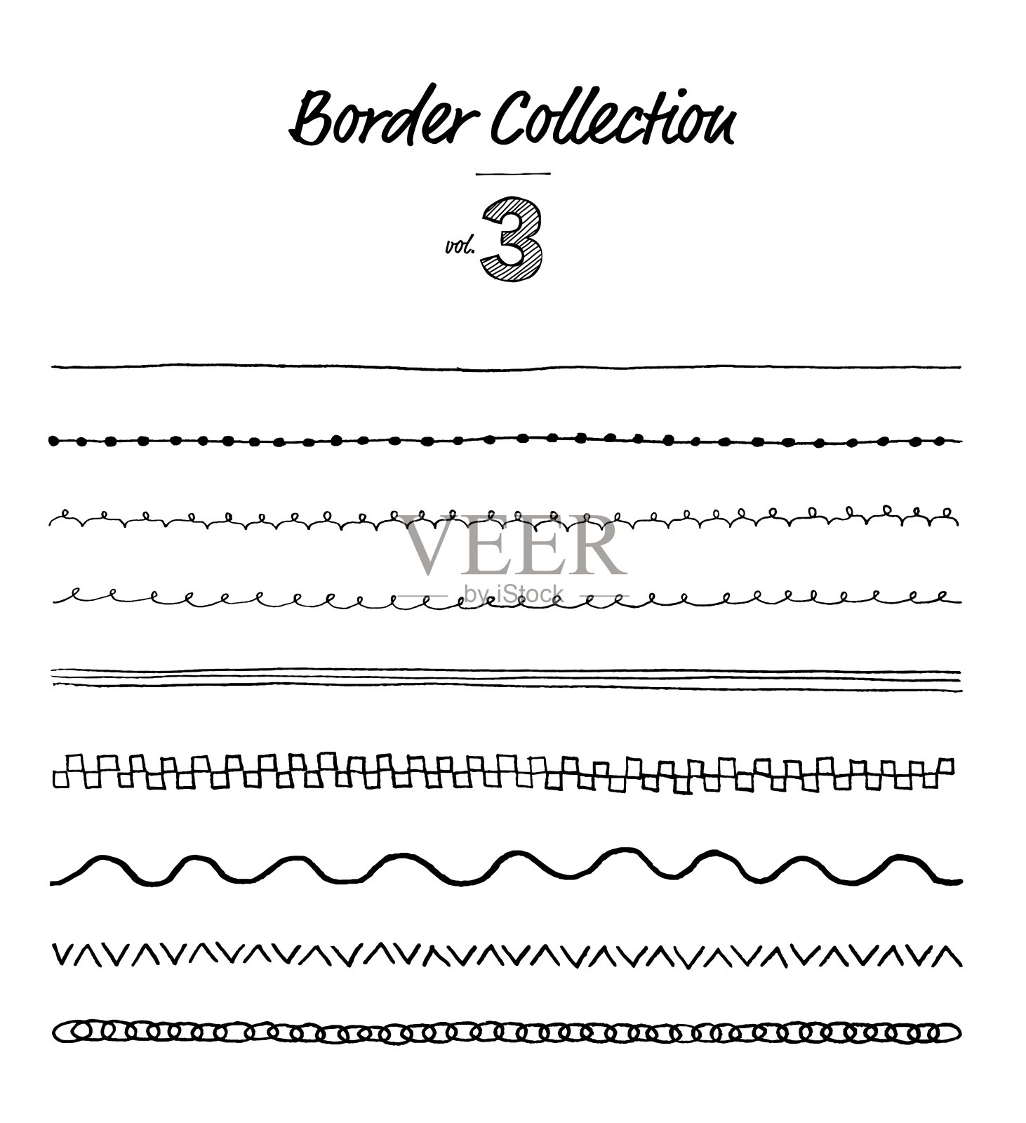 边框材料设置与手绘线插画图片素材