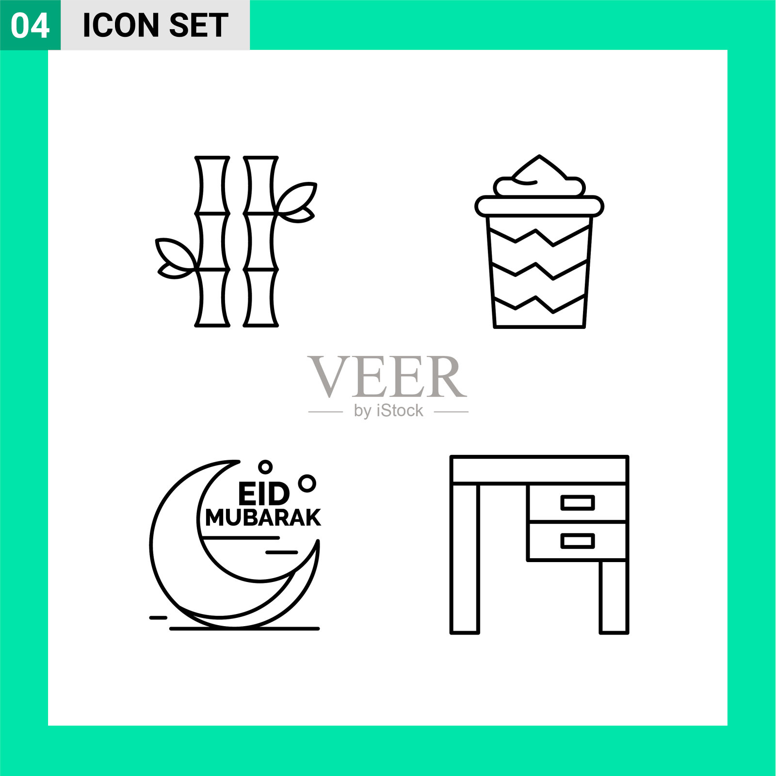 包4个线条样式图标设置轮廓符号图标素材