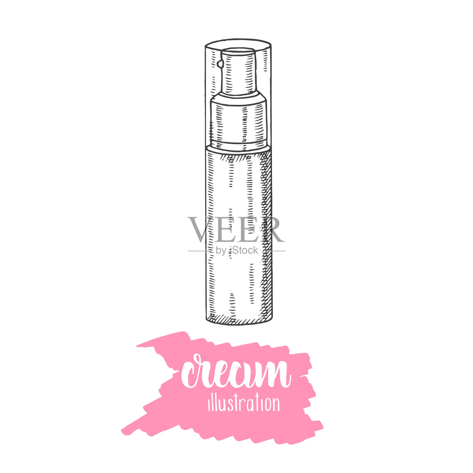 手绘面霜、粉底插画图片素材