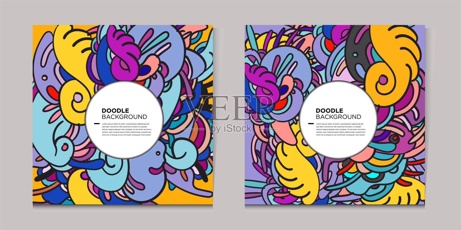 矢量插图涂鸦抽象的社会媒体张贴彩色背景插画图片素材