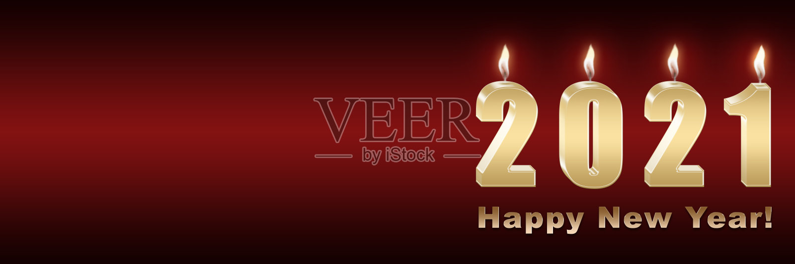 插画2021燃烧的蜡烛在紫罗兰的背景。2021年新年、圣诞节。插画图片素材