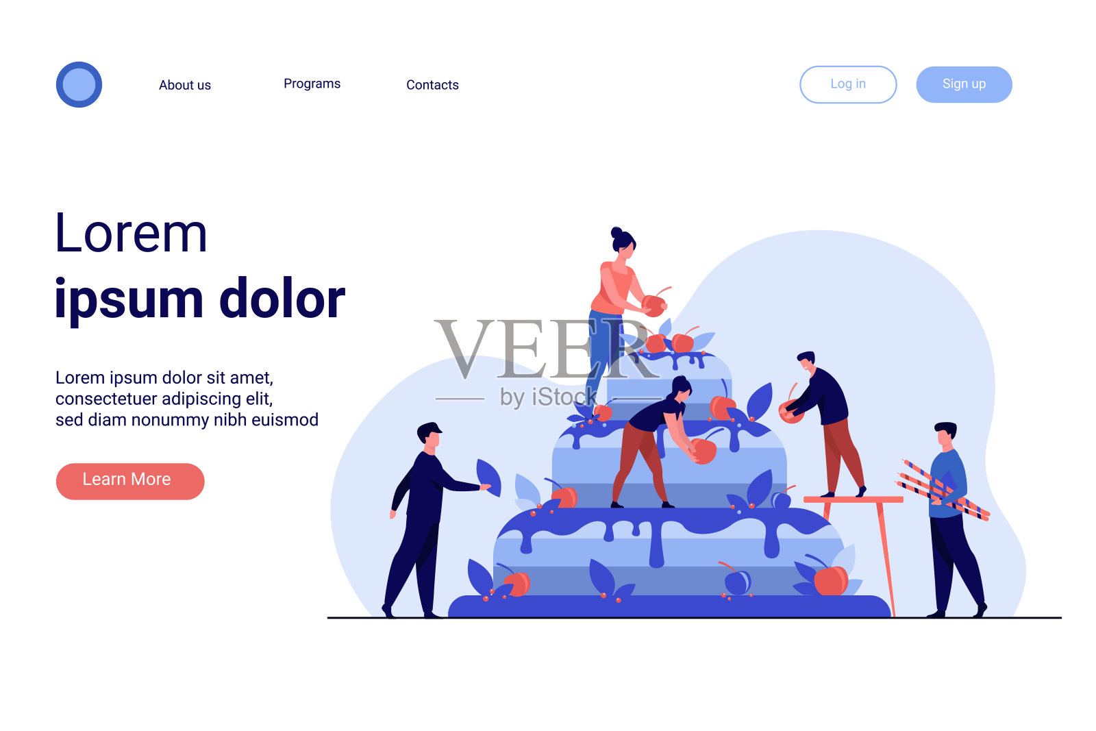 准备婚礼或生日蛋糕的面包师插画图片素材