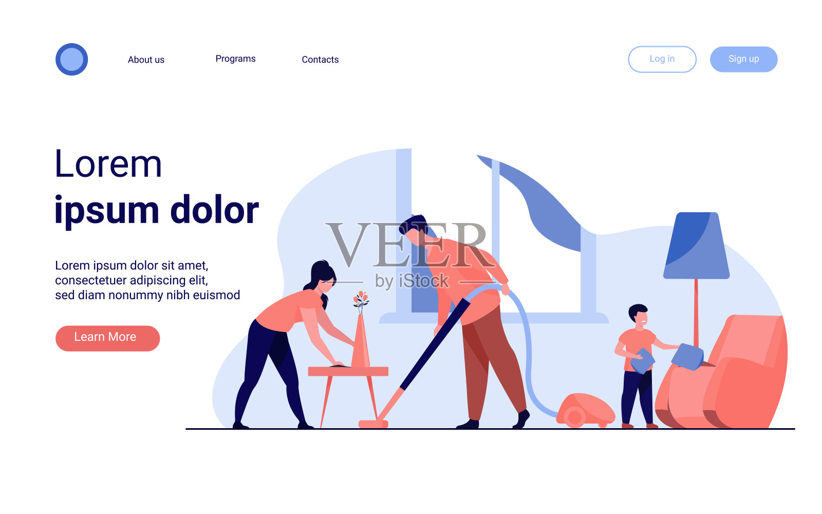 幸福家庭家务一起平矢量插画插画图片素材