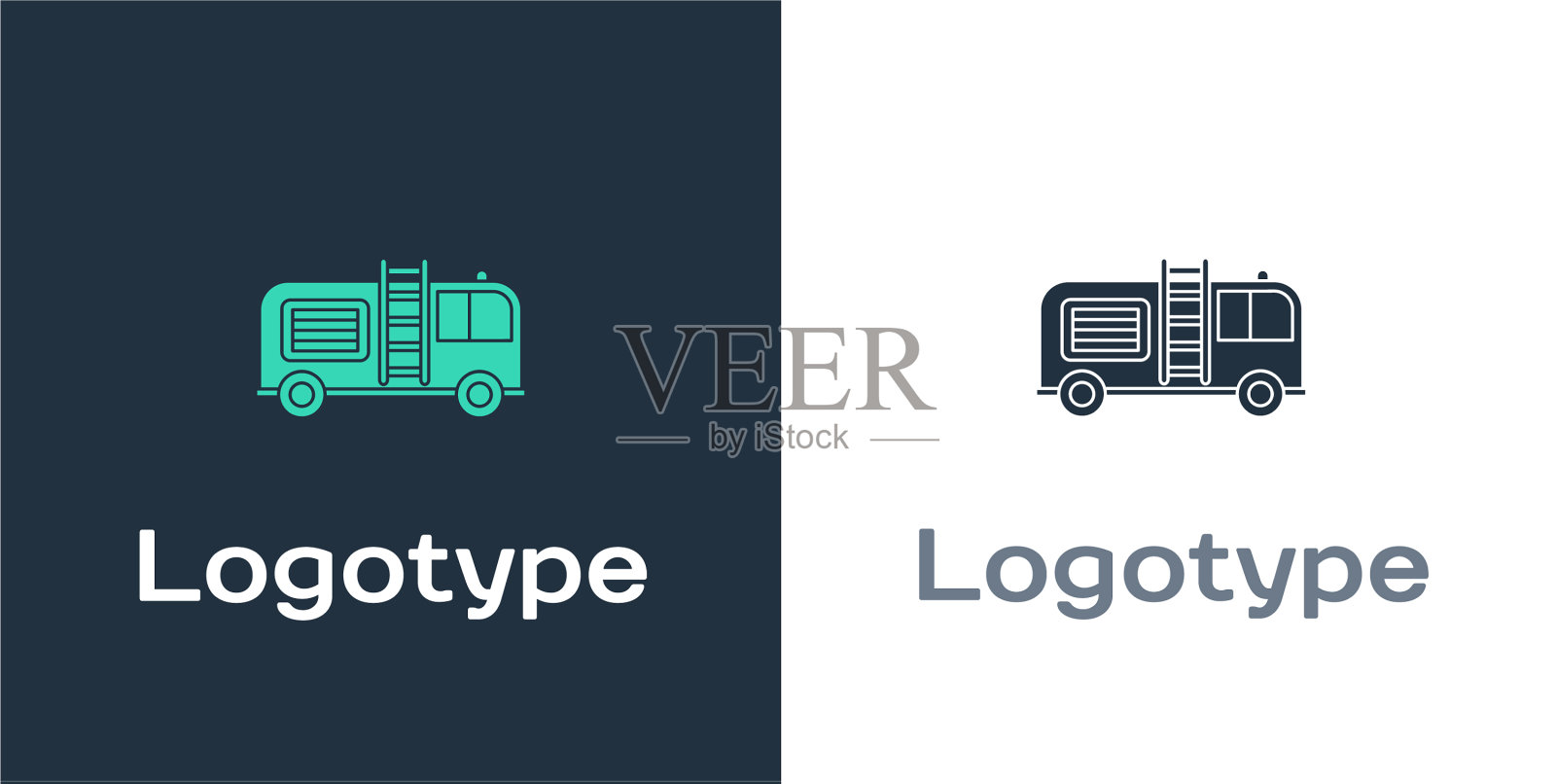 标志型消防车图标孤立在白色图标素材