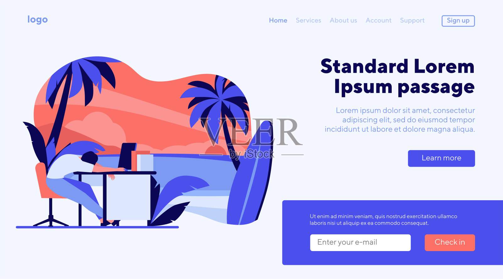 疲惫的员工在工作场所睡觉插画图片素材