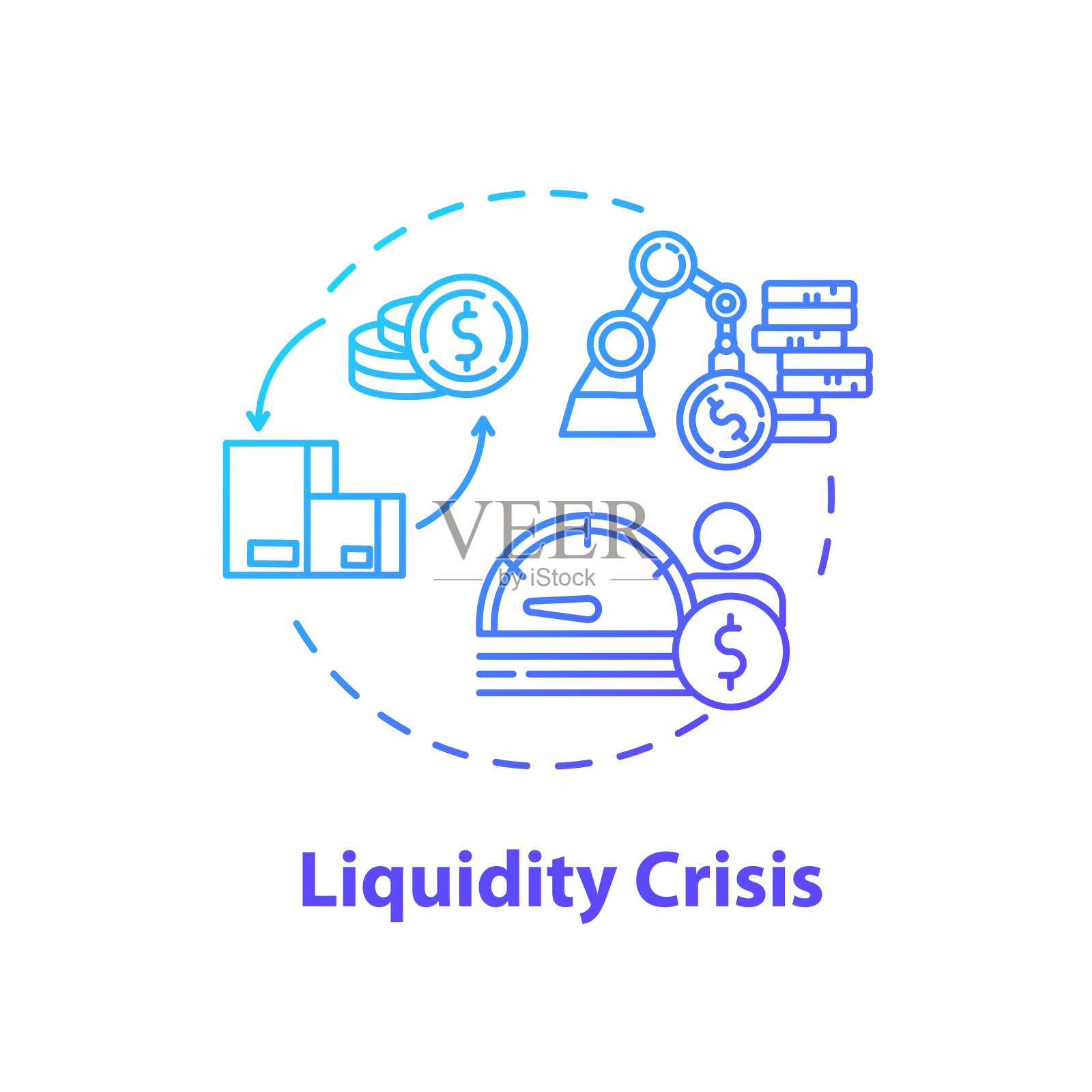 流动性危机概念图标插画图片素材