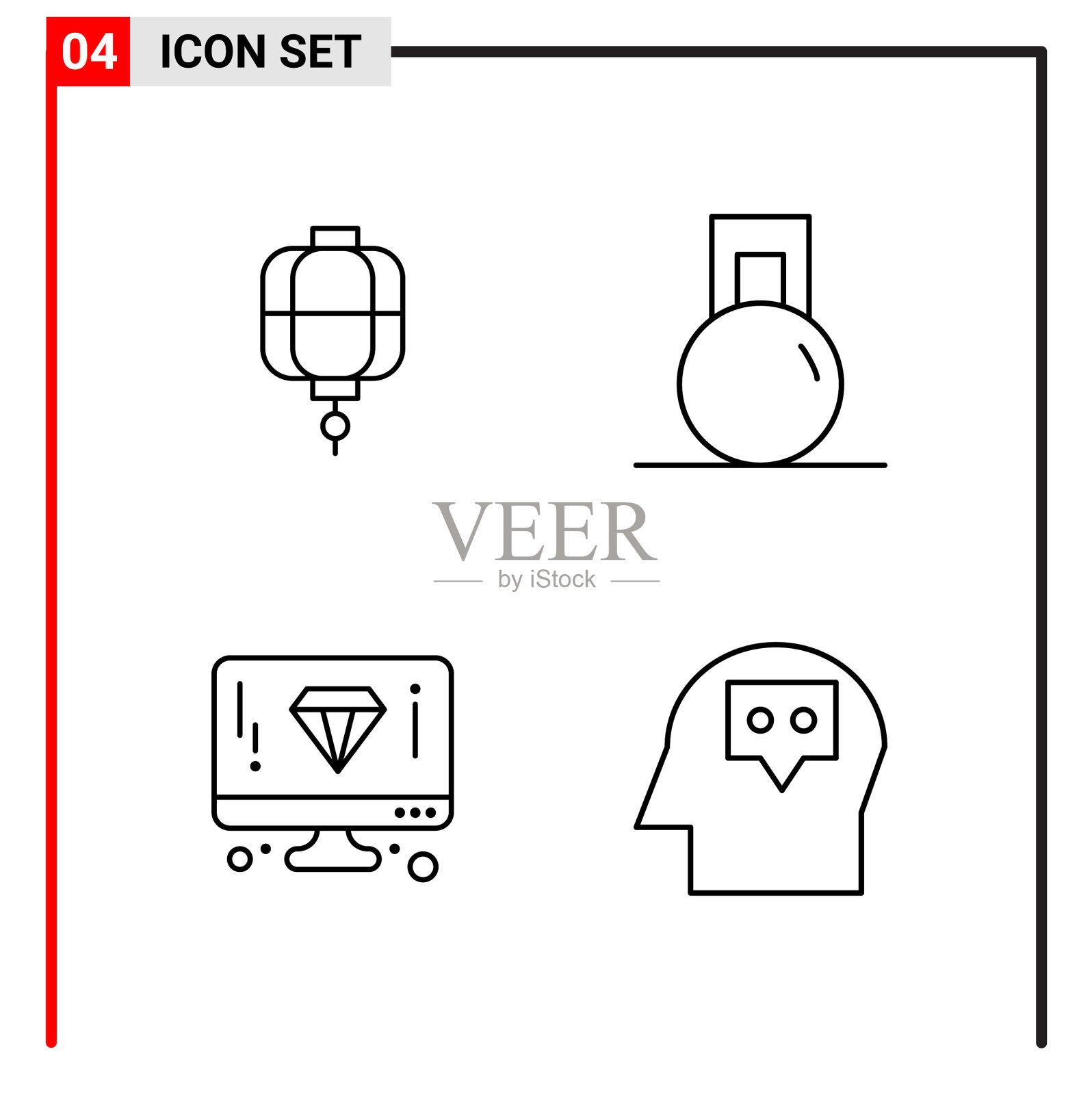 4个通用图标用于网站设计打印和图标素材