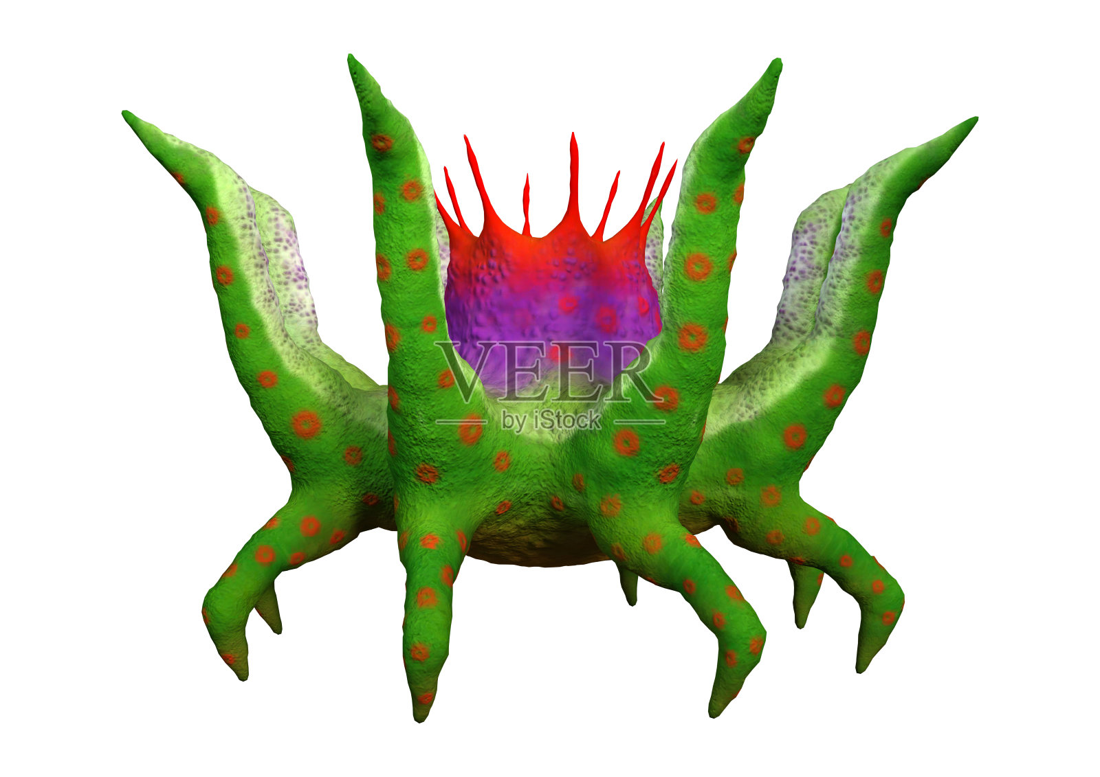 3D插图外星人植物上的白色照片摄影图片