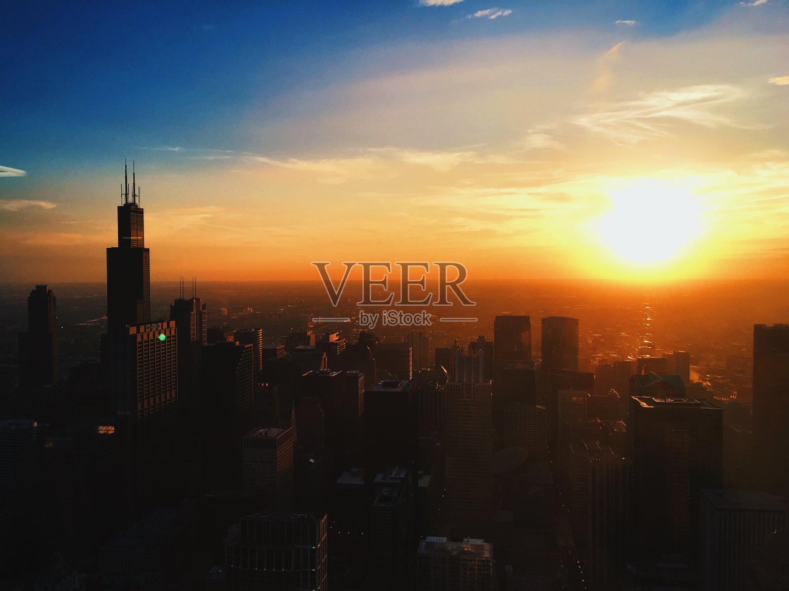 芝加哥的日落照片摄影图片