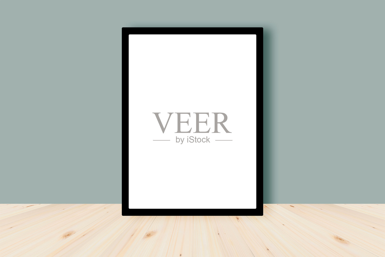 木地板上的相框模型照片摄影图片