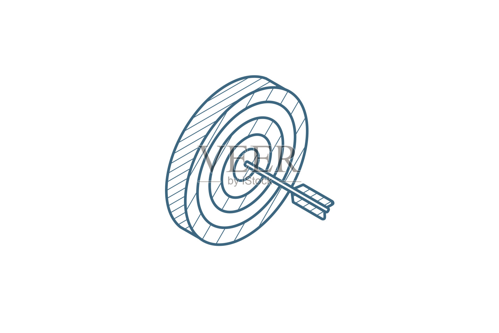 目标,目标,成功的等距图标。3d线条艺术技术制图。中风可编辑的矢量插画图片素材