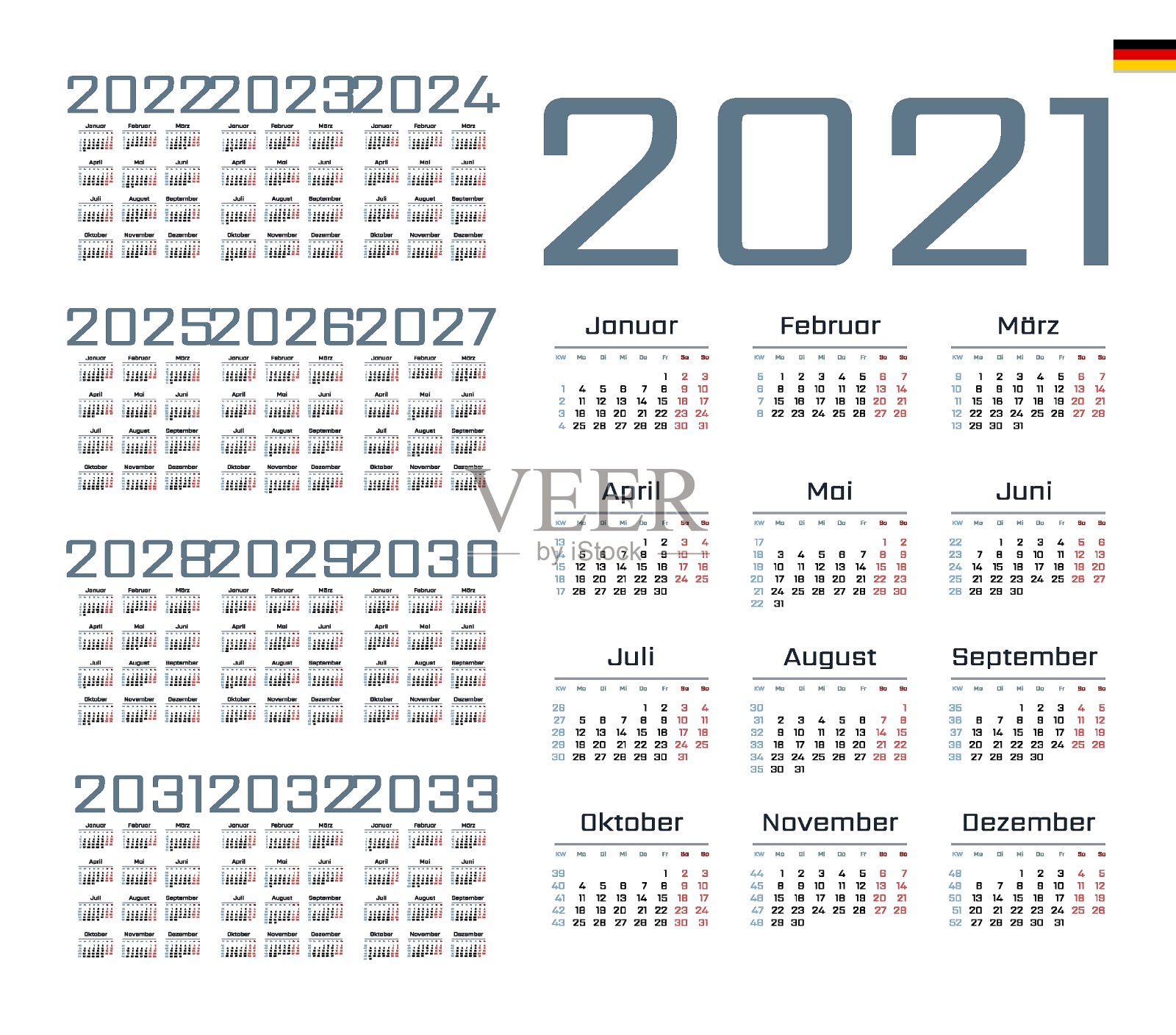 正上方拍摄的白色背景的日历设计模板素材