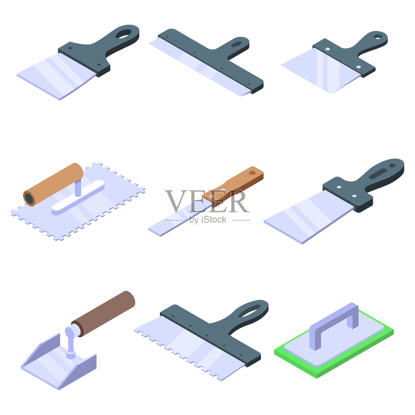 油灰刀图标设置,等距风格插画图片素材