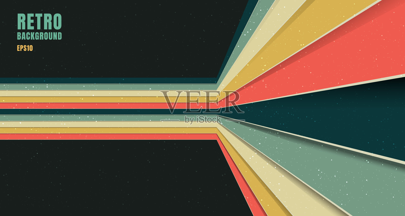 横幅网页模板设计抽象的背景图案条纹透视复古复古的颜色风格上的黑色背景插画图片素材