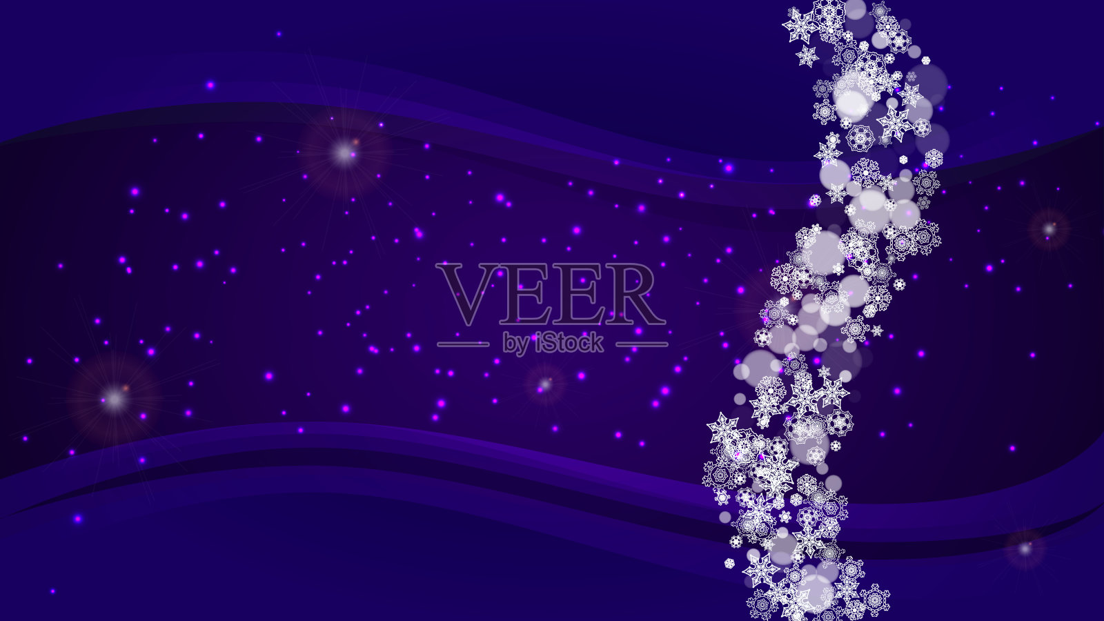 圣诞和新年紫外线雪花插画图片素材