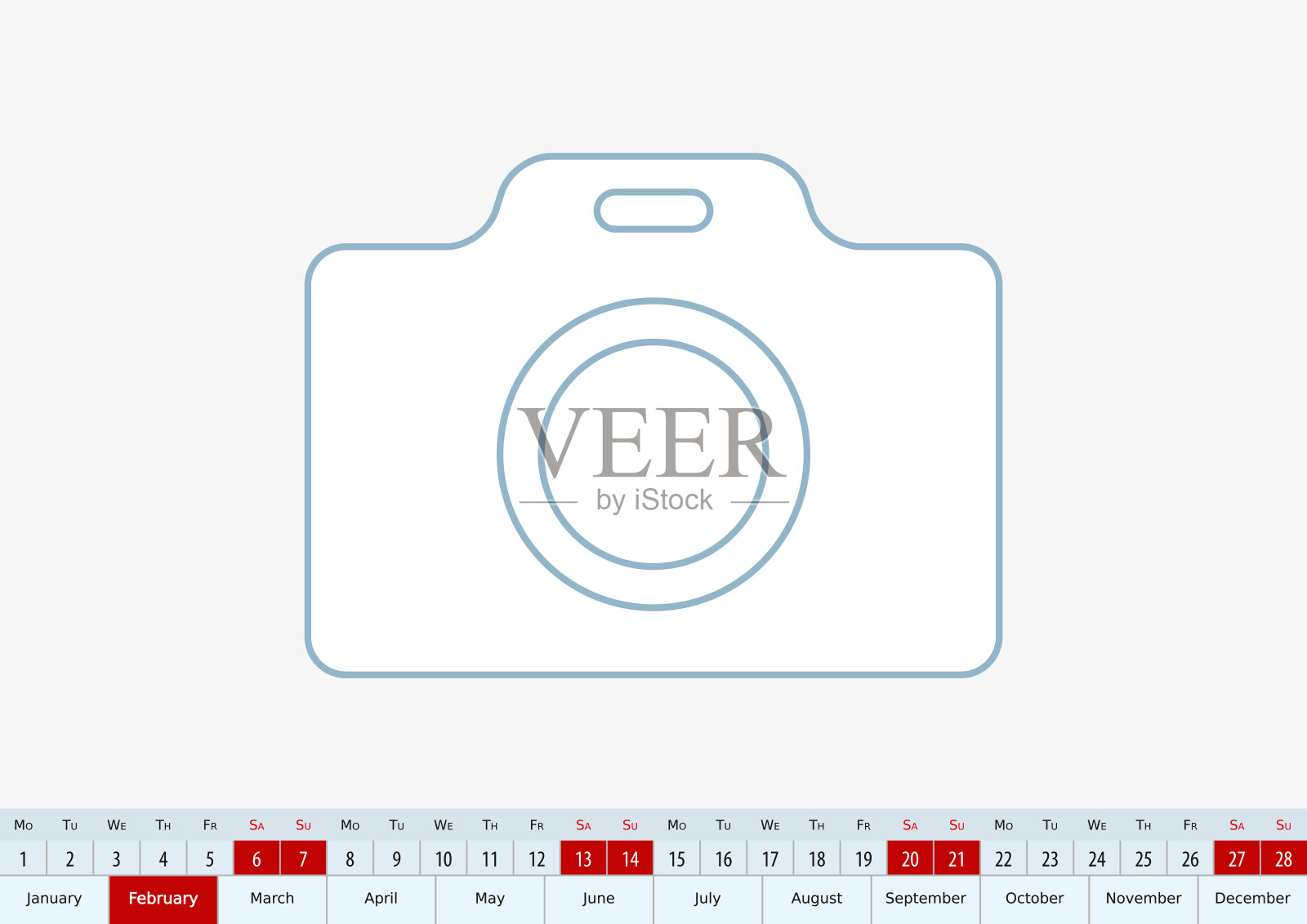 2月书桌日历。向量模板。插画图片素材
