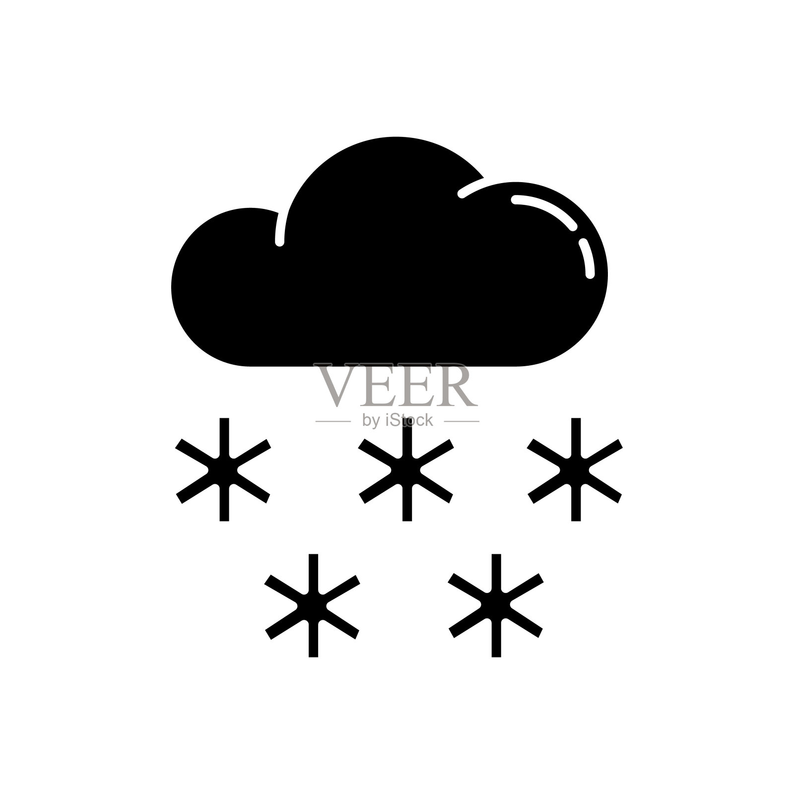 雪黑字形图标插画图片素材