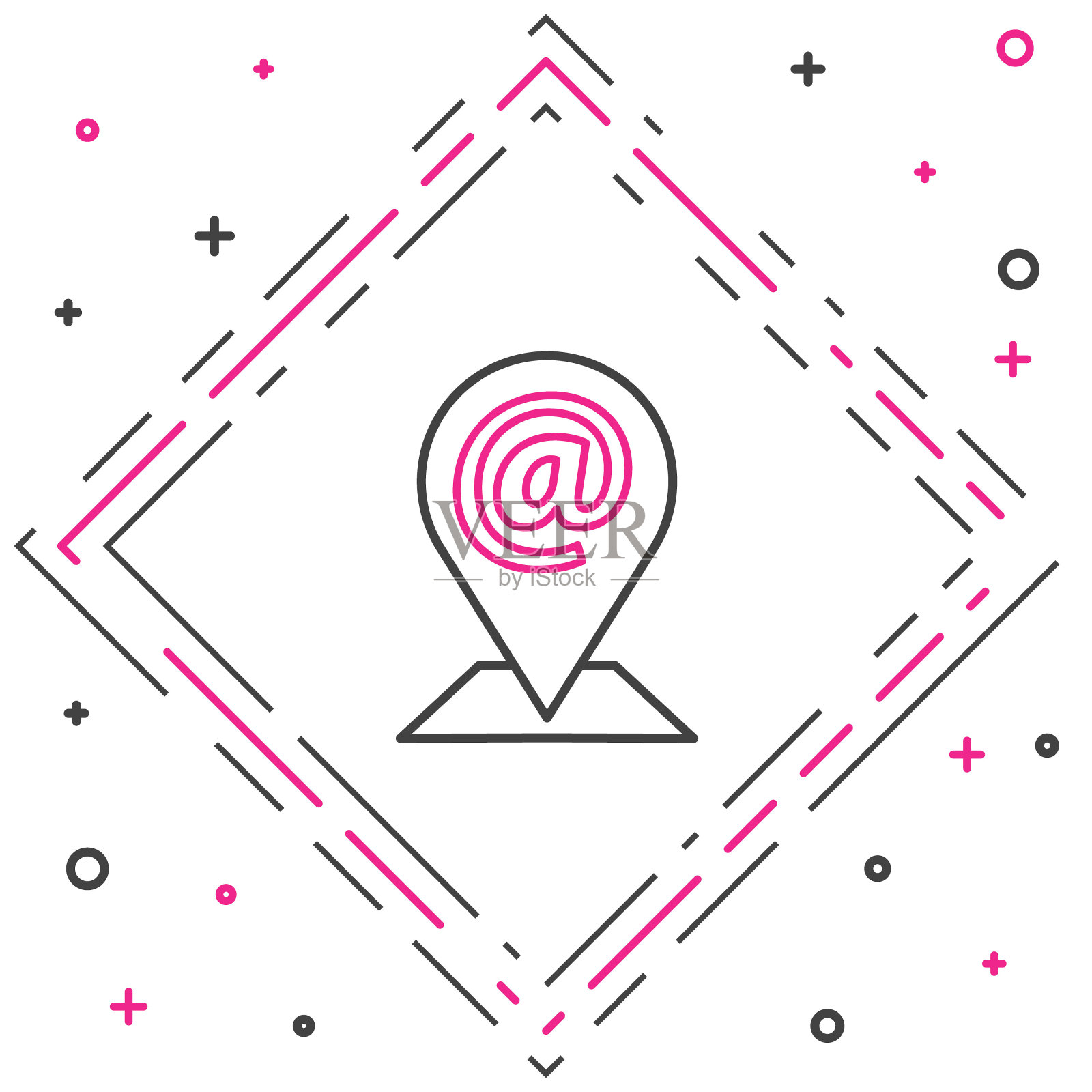 线路位置和邮件和电子邮件图标隔离在白色背景上。信封符号电子邮件。电子邮件消息标志。彩色轮廓概念。矢量图插画图片素材