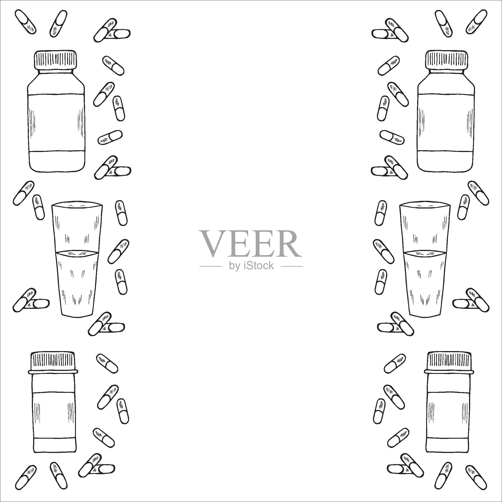 药瓶,胶囊,涂鸦,框架2插画图片素材