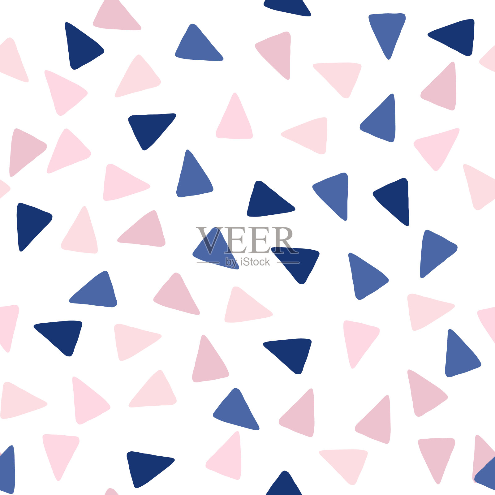 抽象几何三角形形状的无缝图案。简单的孤立墙纸与白色背景。插画图片素材