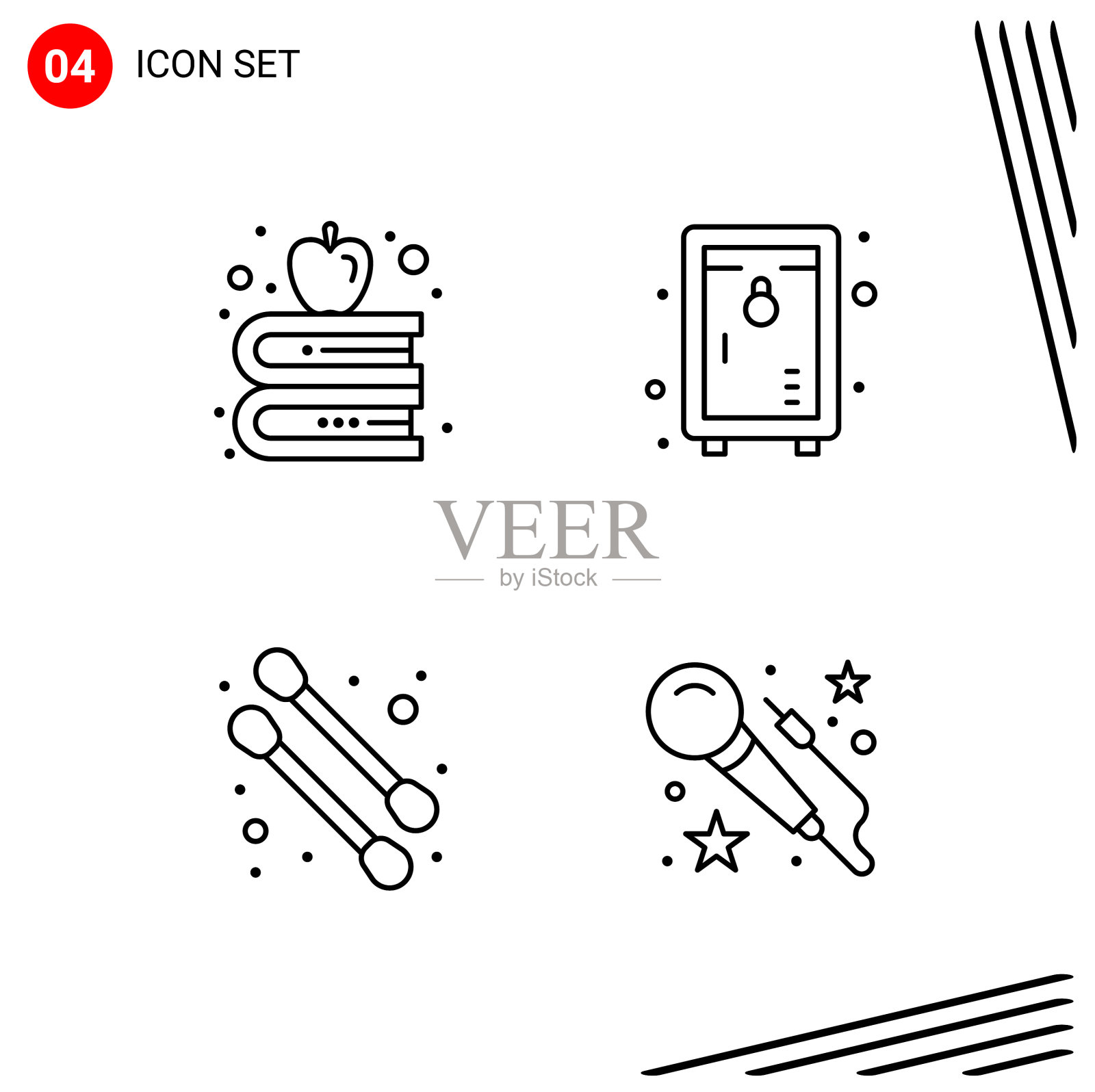 收集4个图标在线条风格像素完美图标素材