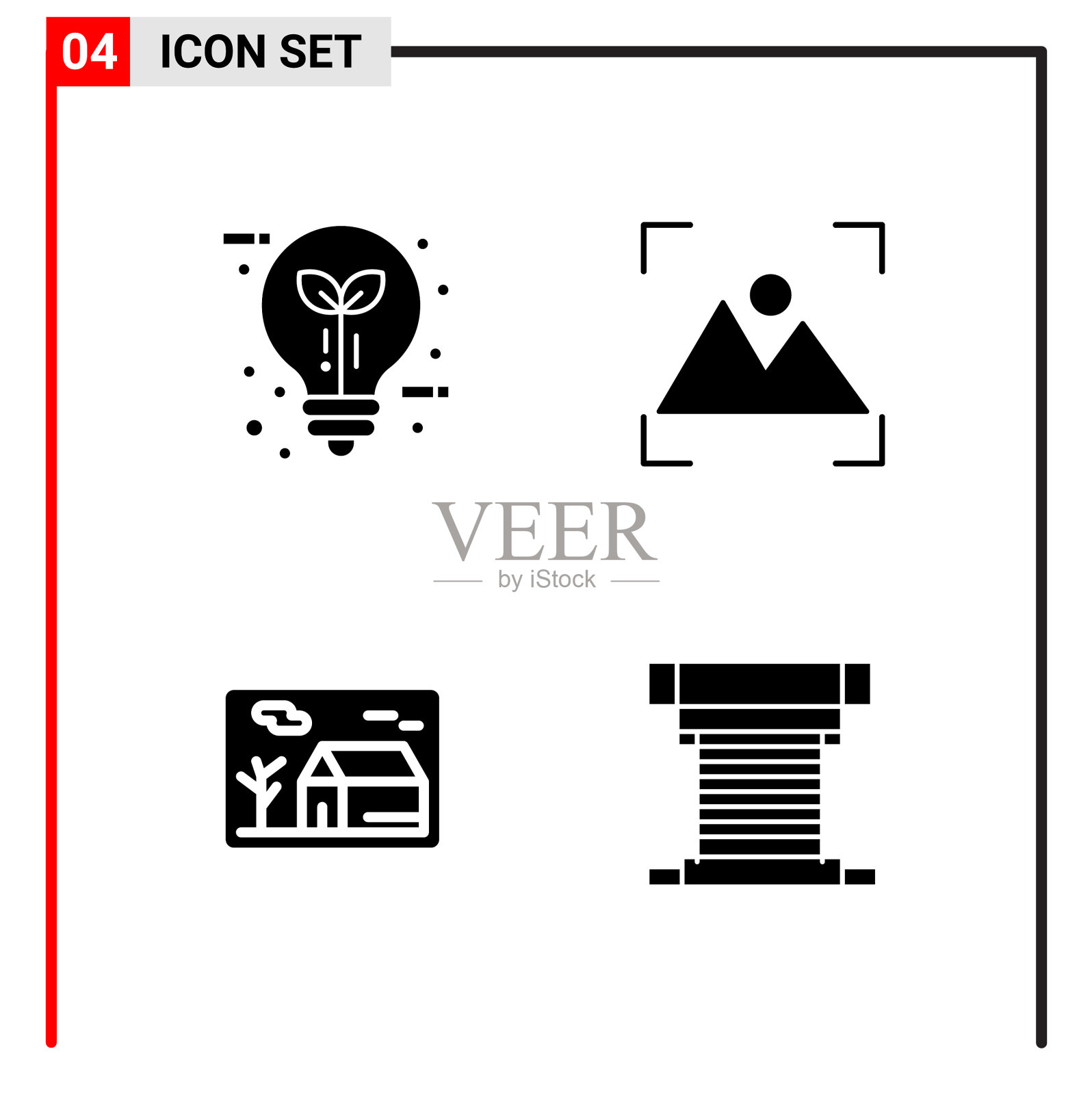 4个通用图标用于网站设计打印和图标素材