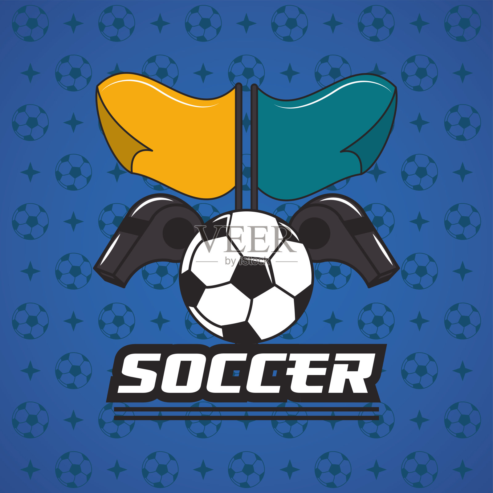 足球运动海报与气球插画图片素材