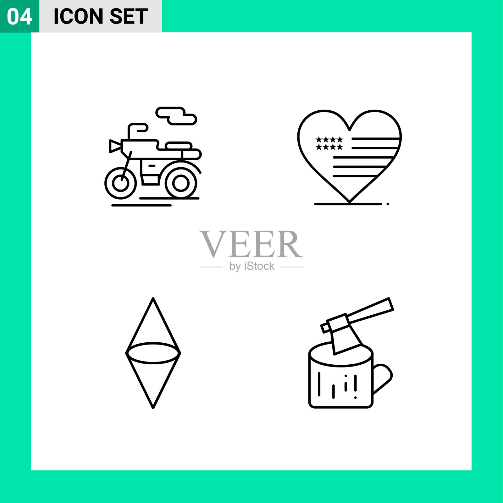 包4个线条样式图标设置轮廓符号图标素材
