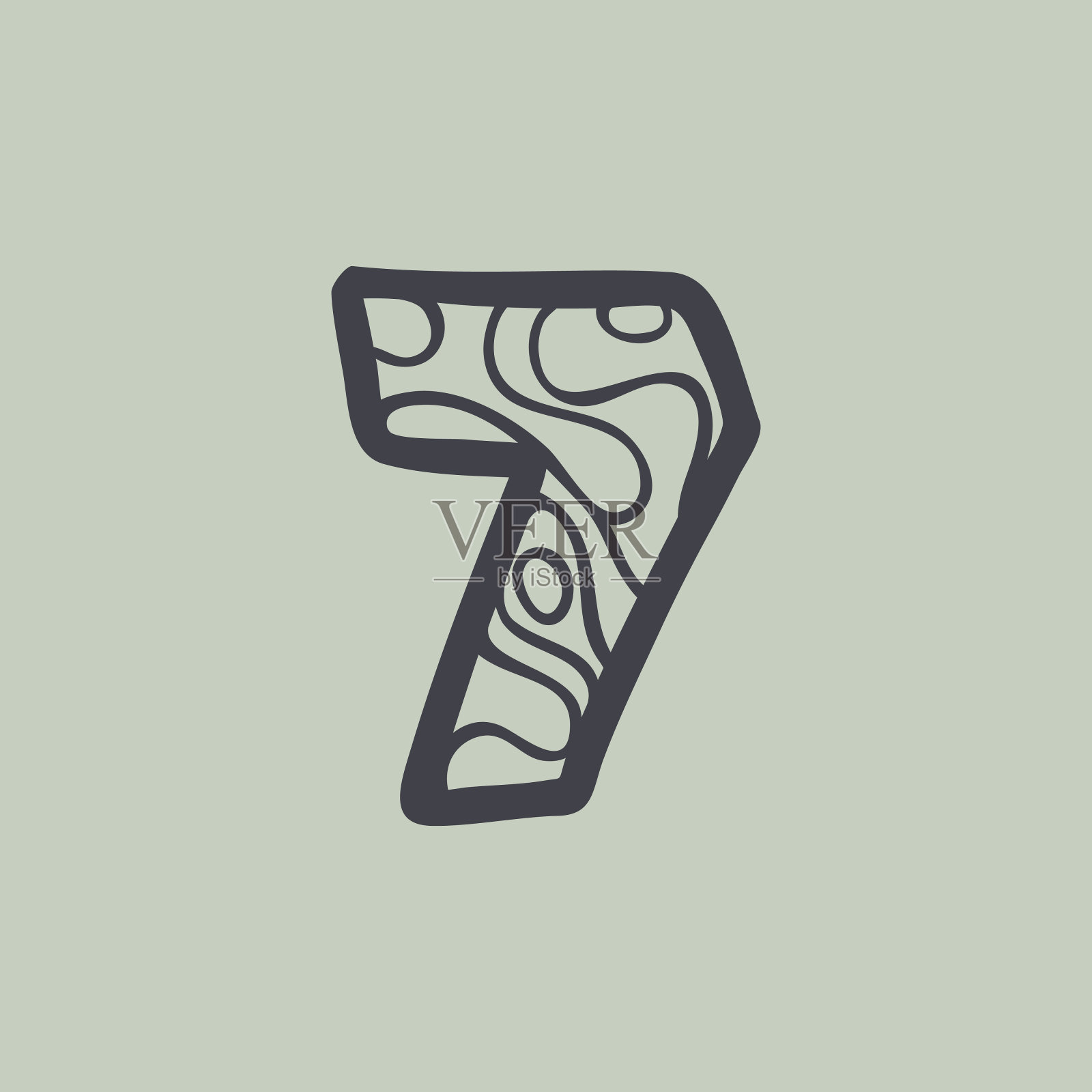 7号标志用波浪线图案。插画图片素材