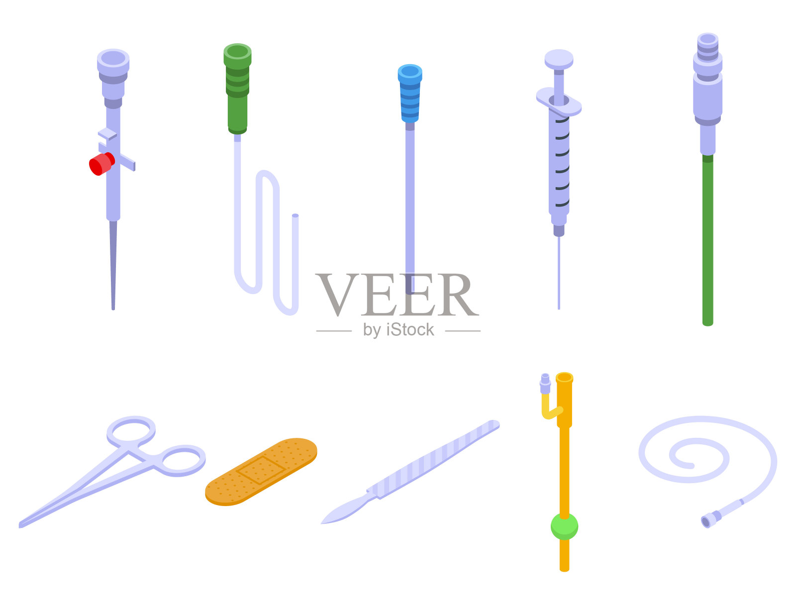 导管图标设置,等距样式插画图片素材