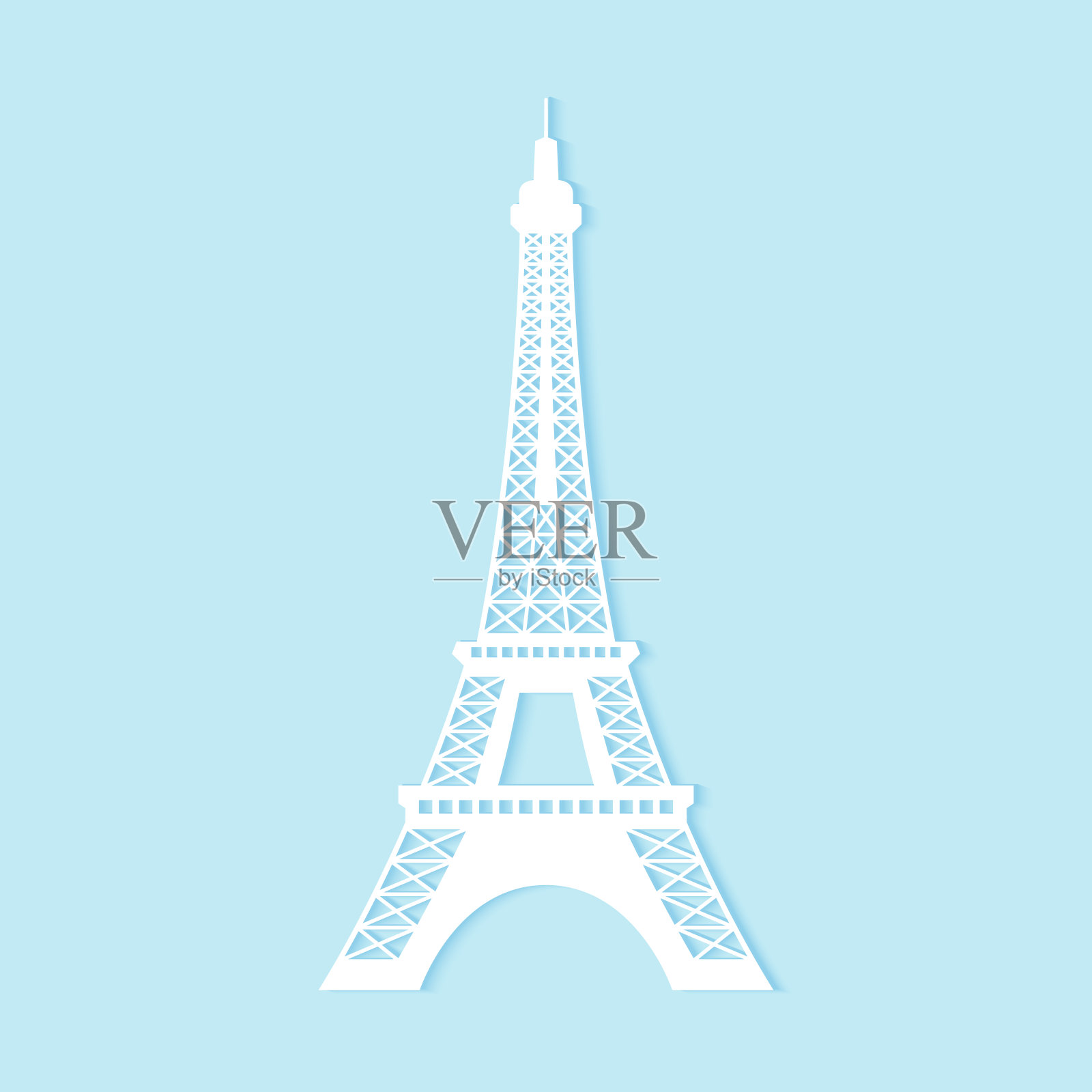 埃菲尔铁塔,纸艺术风格插画图片素材
