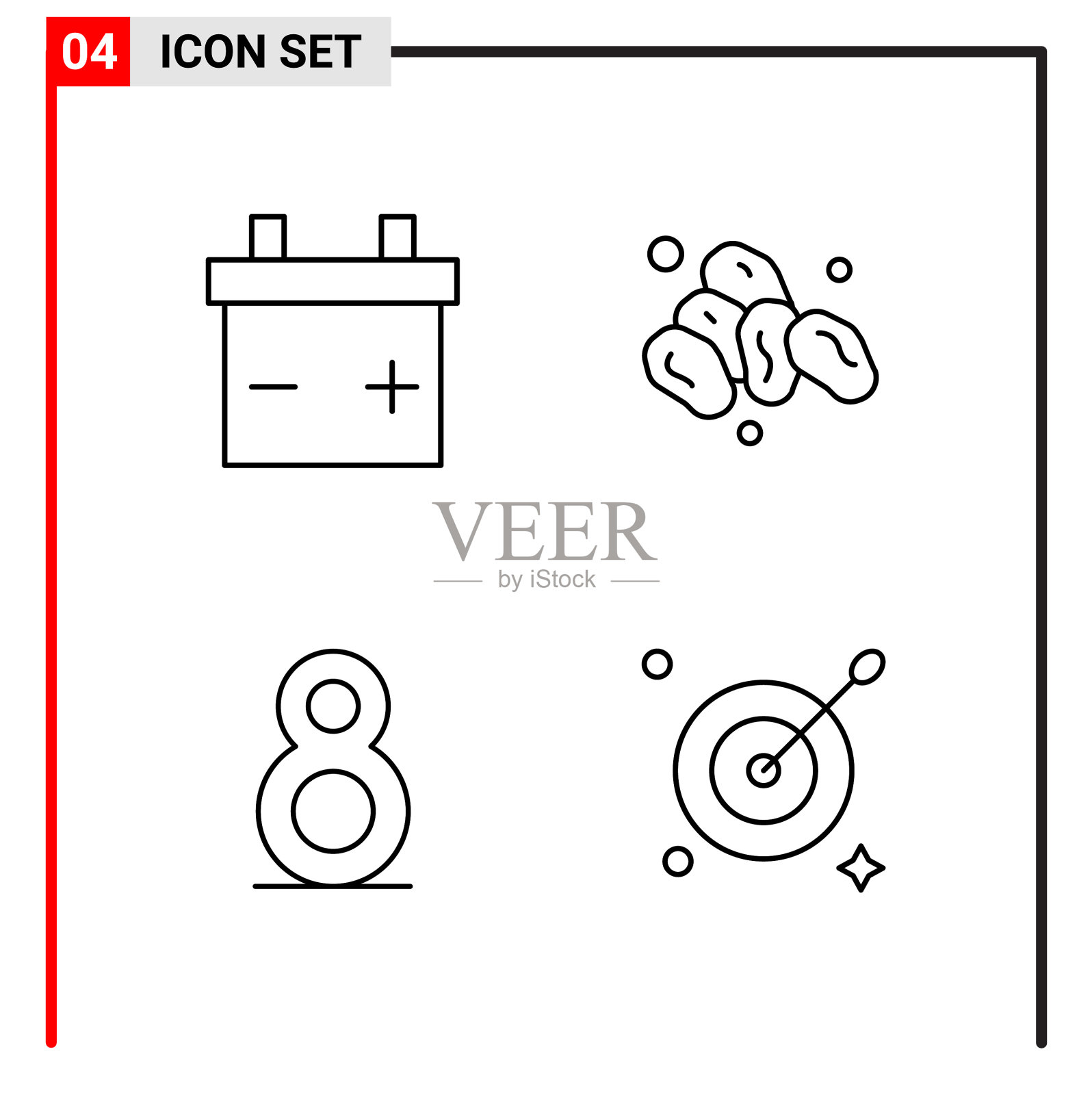 4个通用图标用于网站设计打印和图标素材