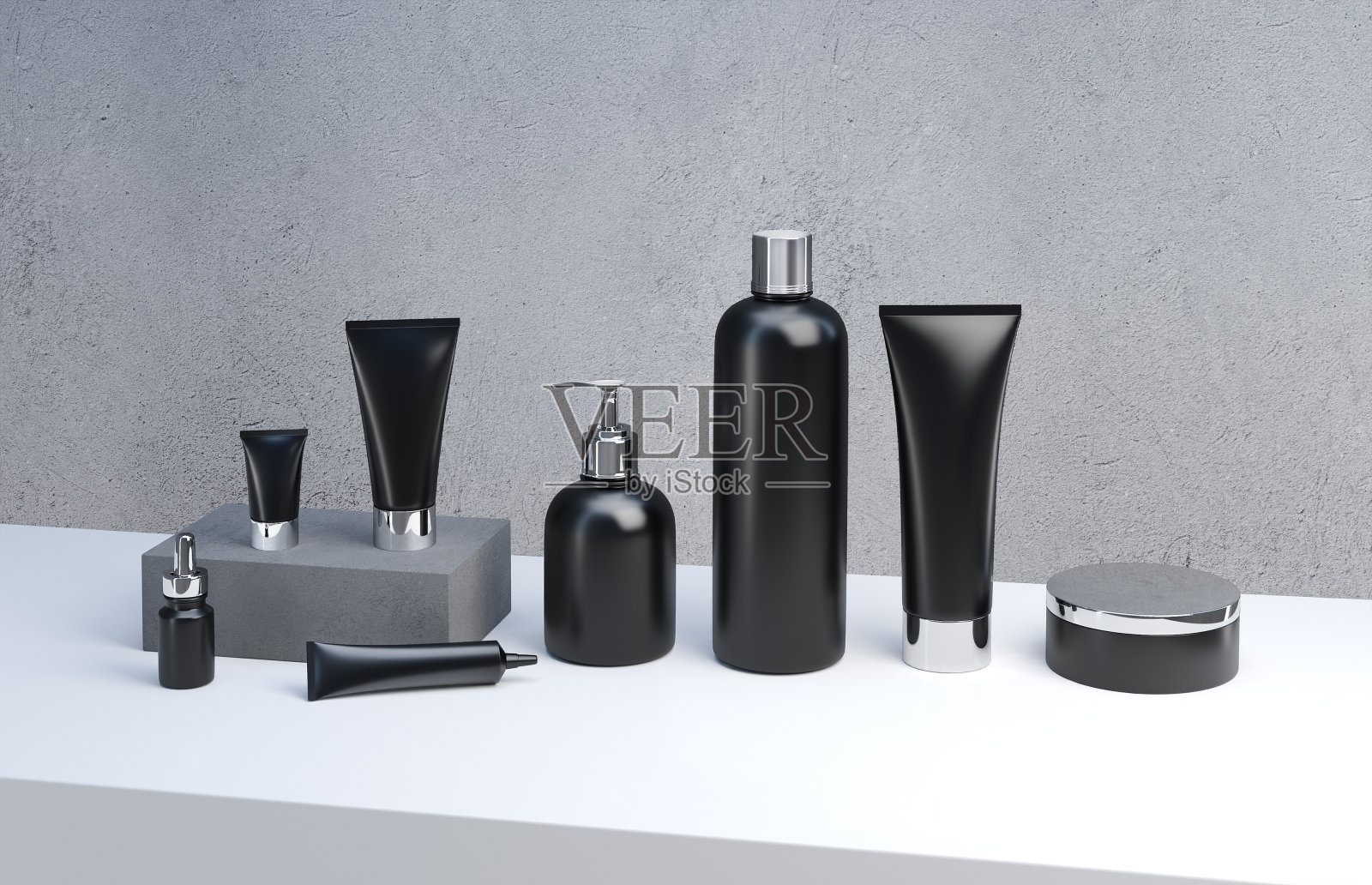 男士化妆品套装模拟。照片摄影图片