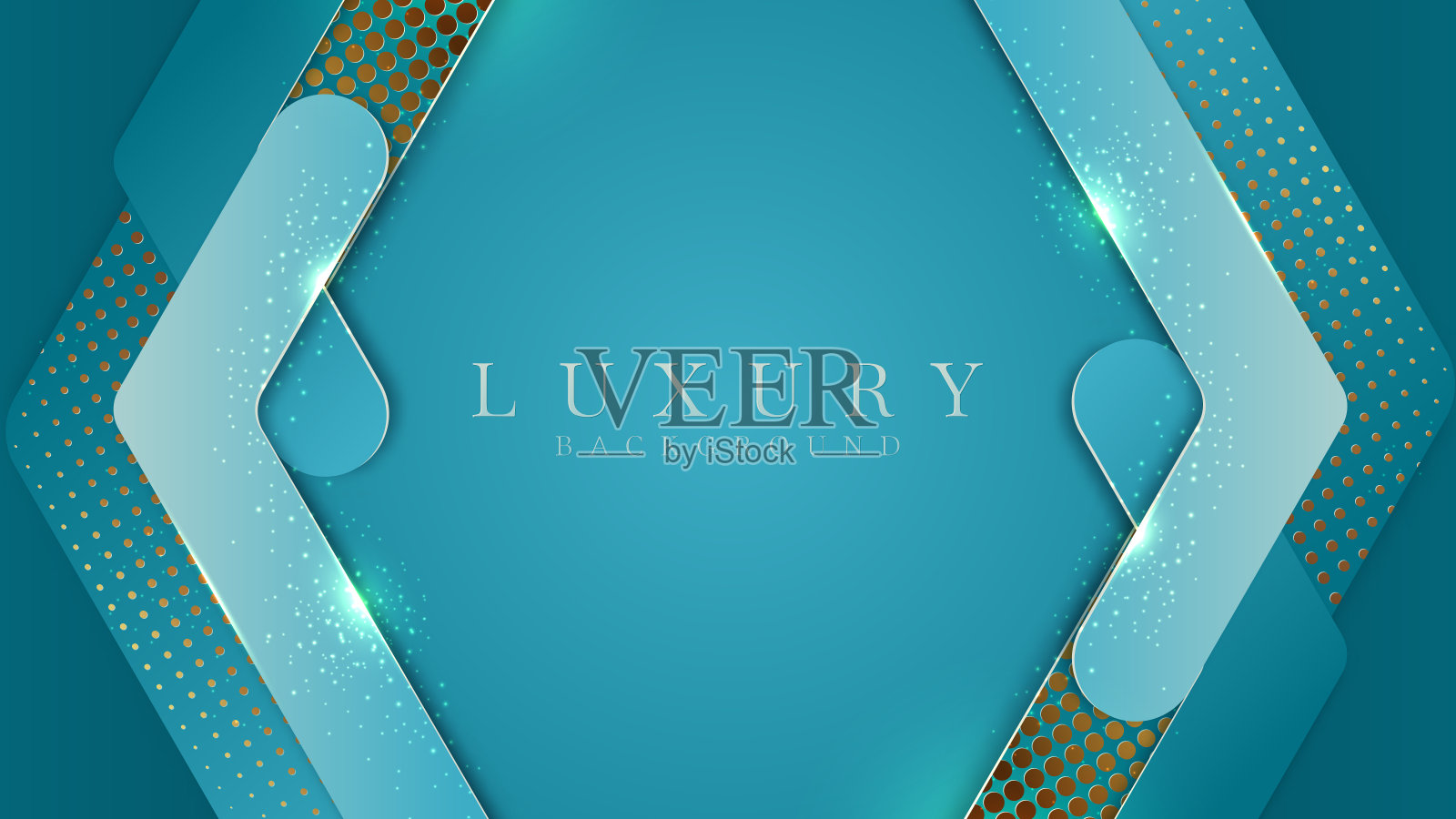 金色闪光的线条和蓝色的半色调。插画图片素材