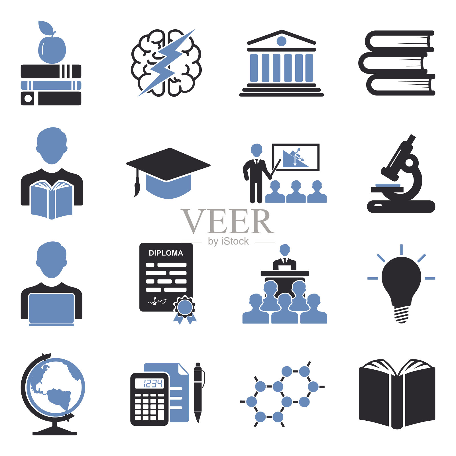 大学和学院的标志。双色调平面设计。矢量插图。插画图片素材