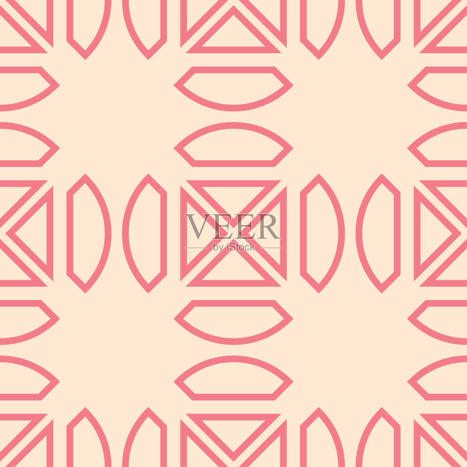 无缝米色和粉红色图案。几何形状混合背景插画图片素材
