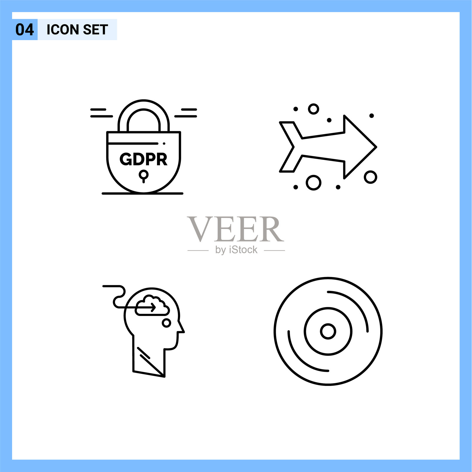 4图标线条样式创意轮廓符号黑色图标素材