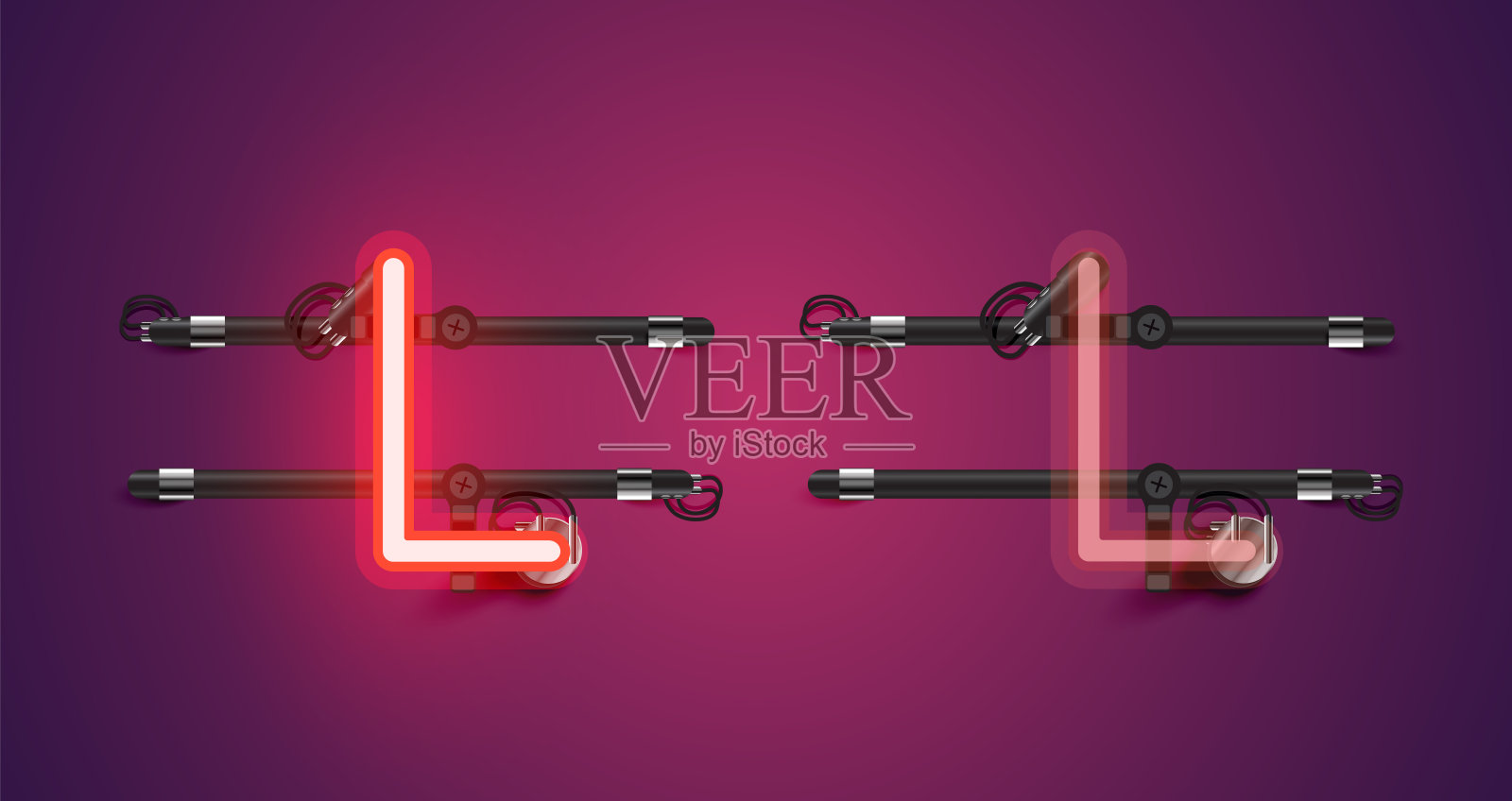 现实的发光紫色霓虹灯角色(开/关)插画图片素材