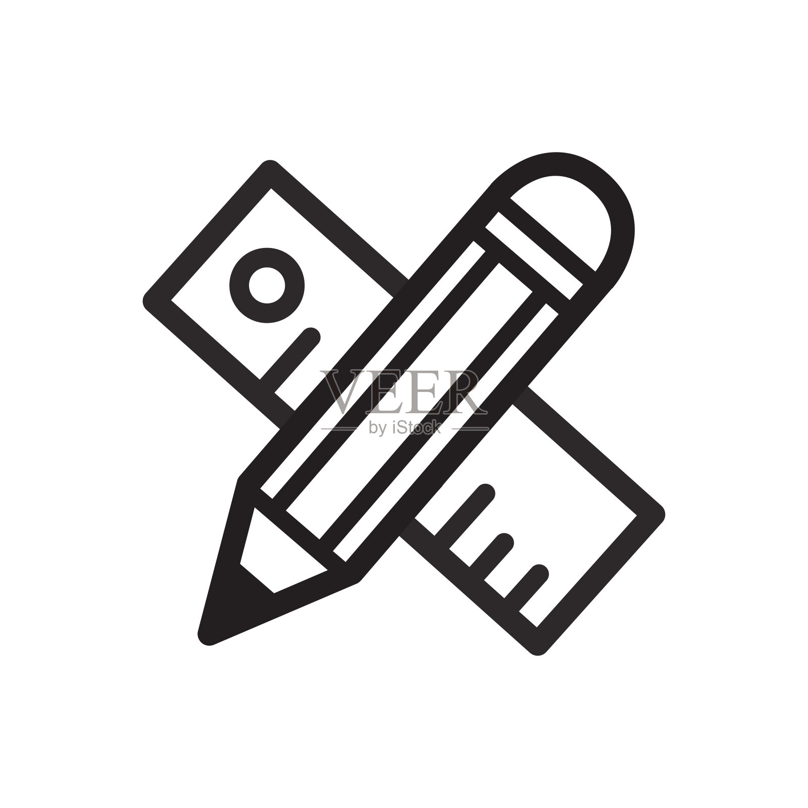 标尺与铅笔图标矢量设计模板图标素材