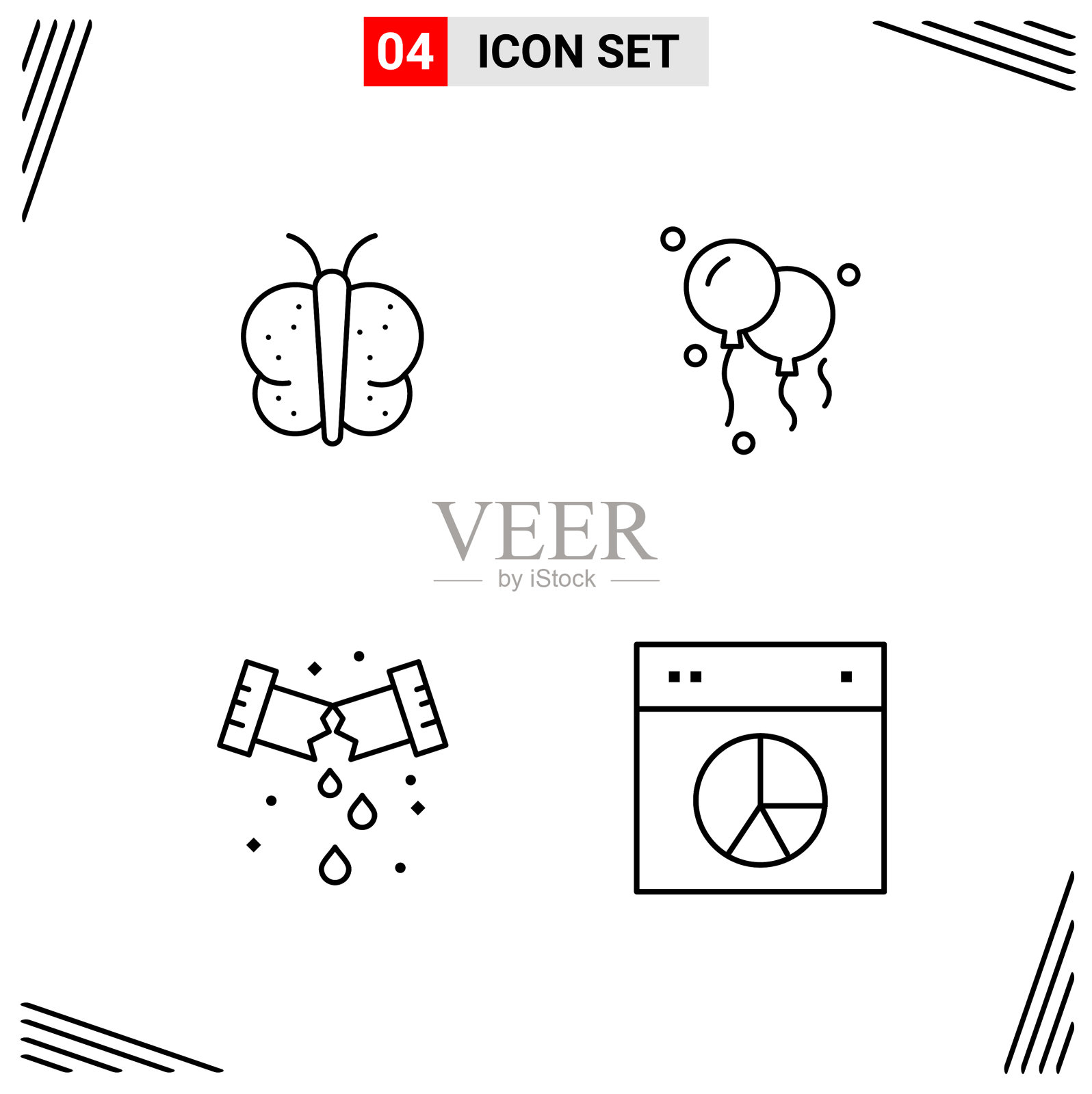 4图标线条样式基于网格的创意轮廓图标素材