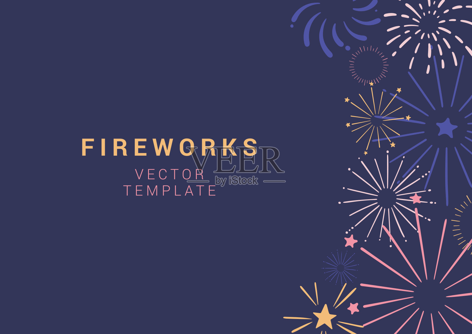 横幅和烟花插画图片素材