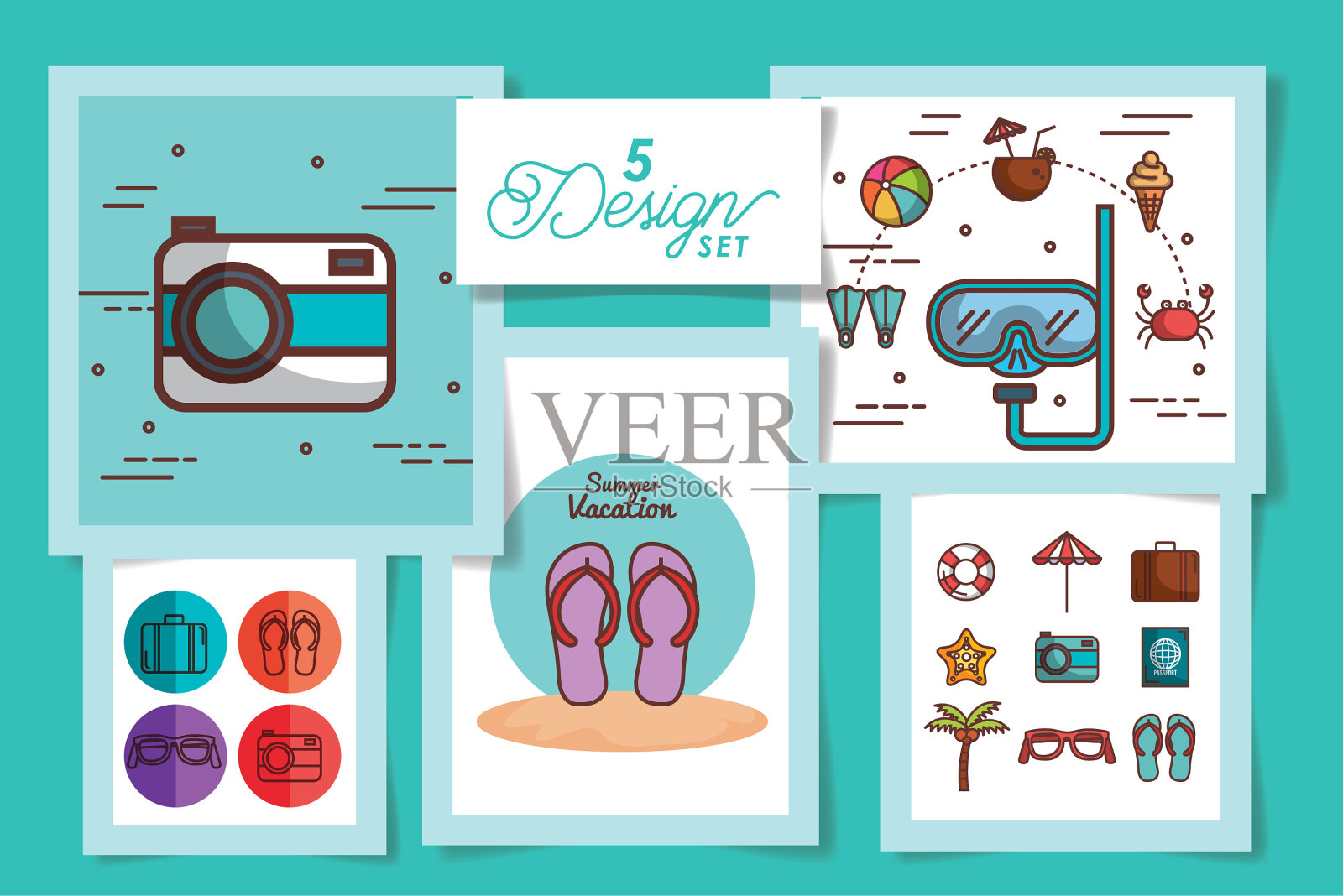 夏季五大设计插画图片素材