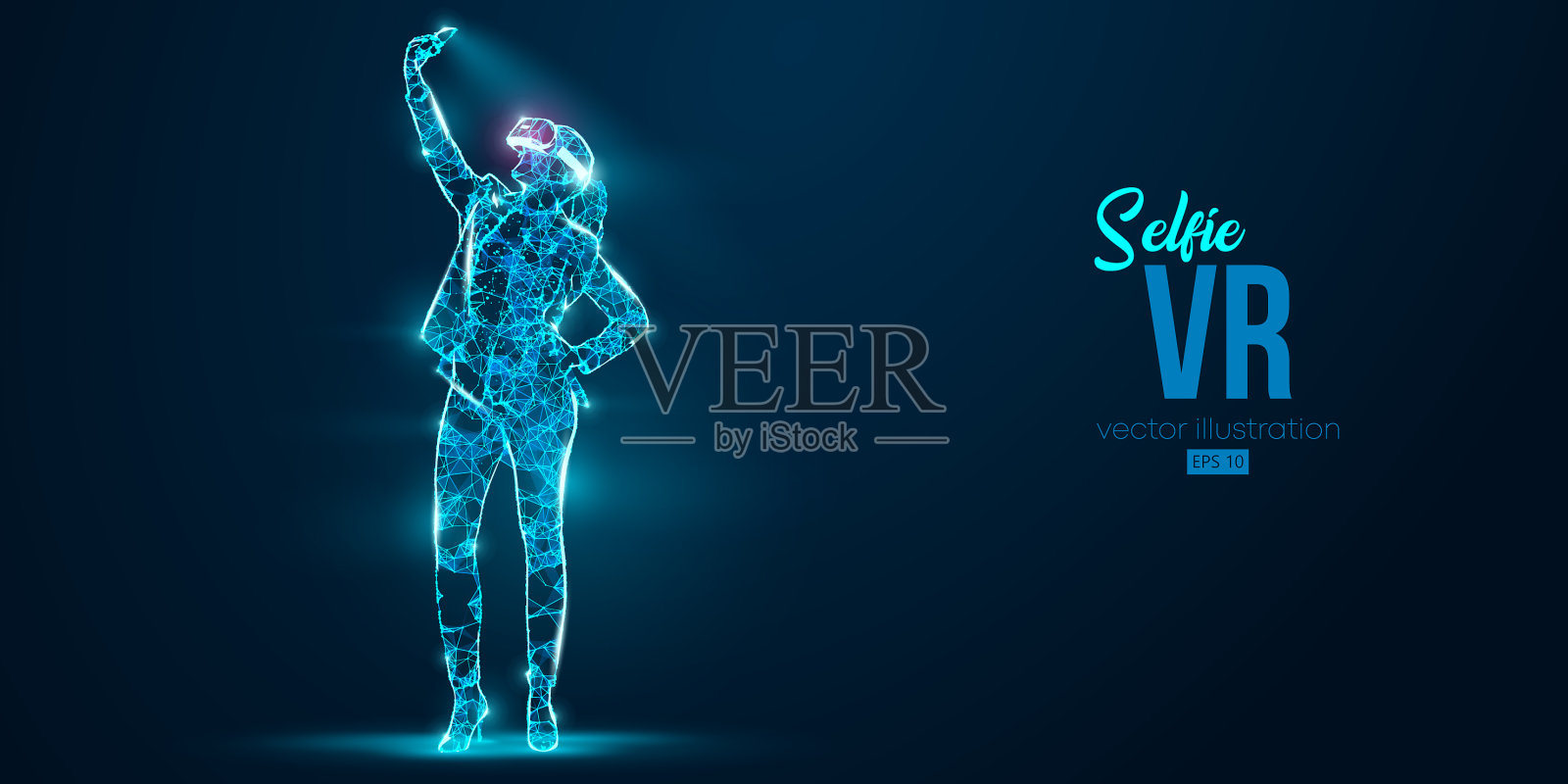 Vr抽象剪影虚拟现实眼镜插画图片素材