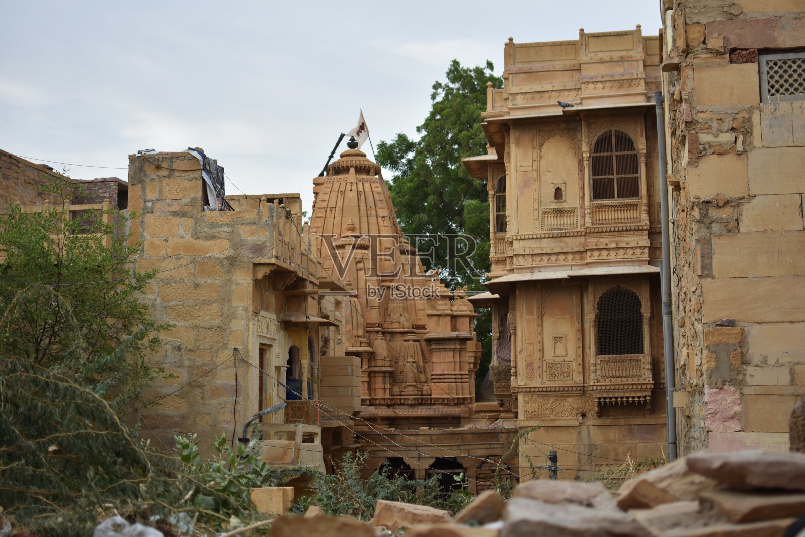 在Jaisalmer堡垒内散发着黄色砂岩的光芒,那是金色的城市照片摄影图片