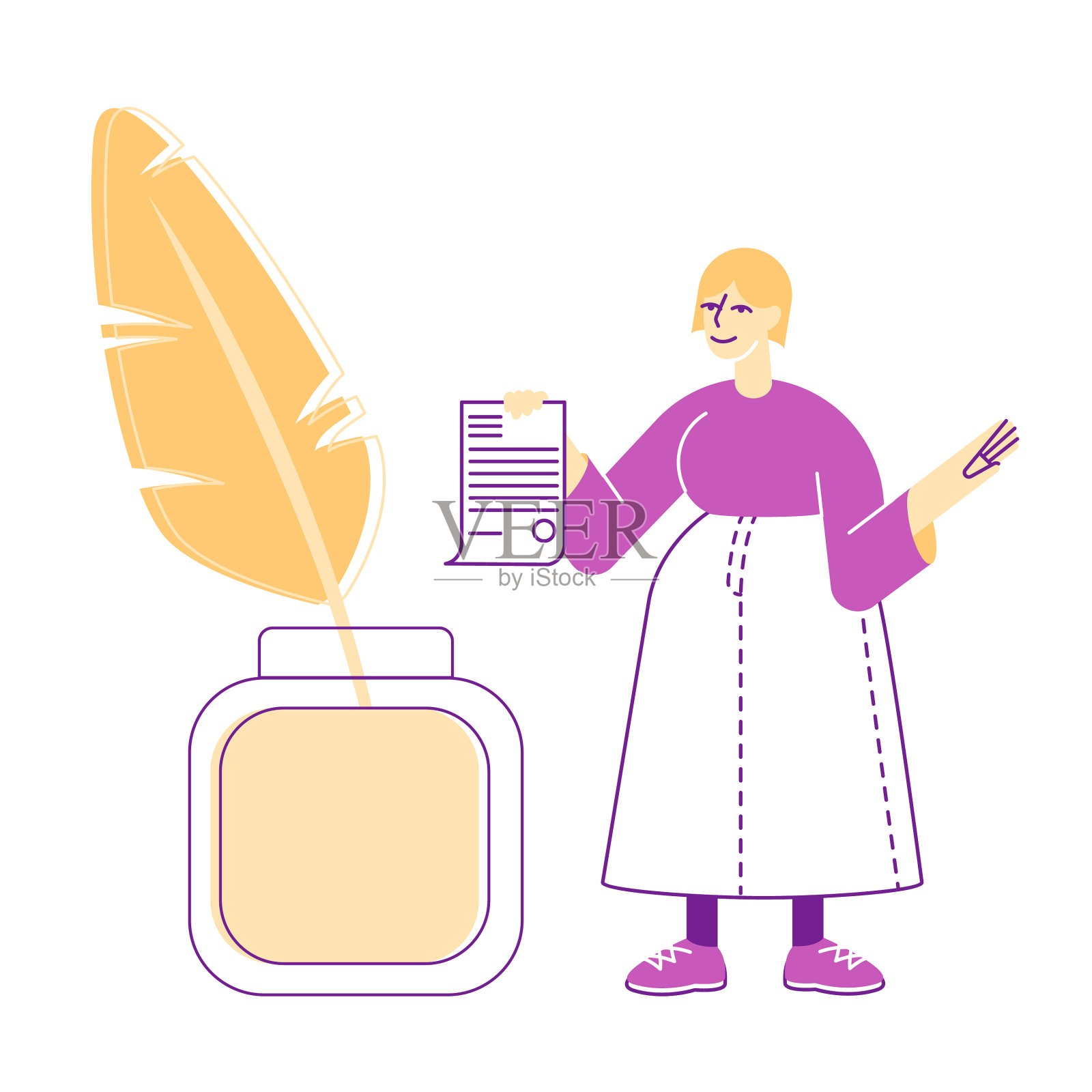 女公证人或律师,有盖章文件设计元素图片